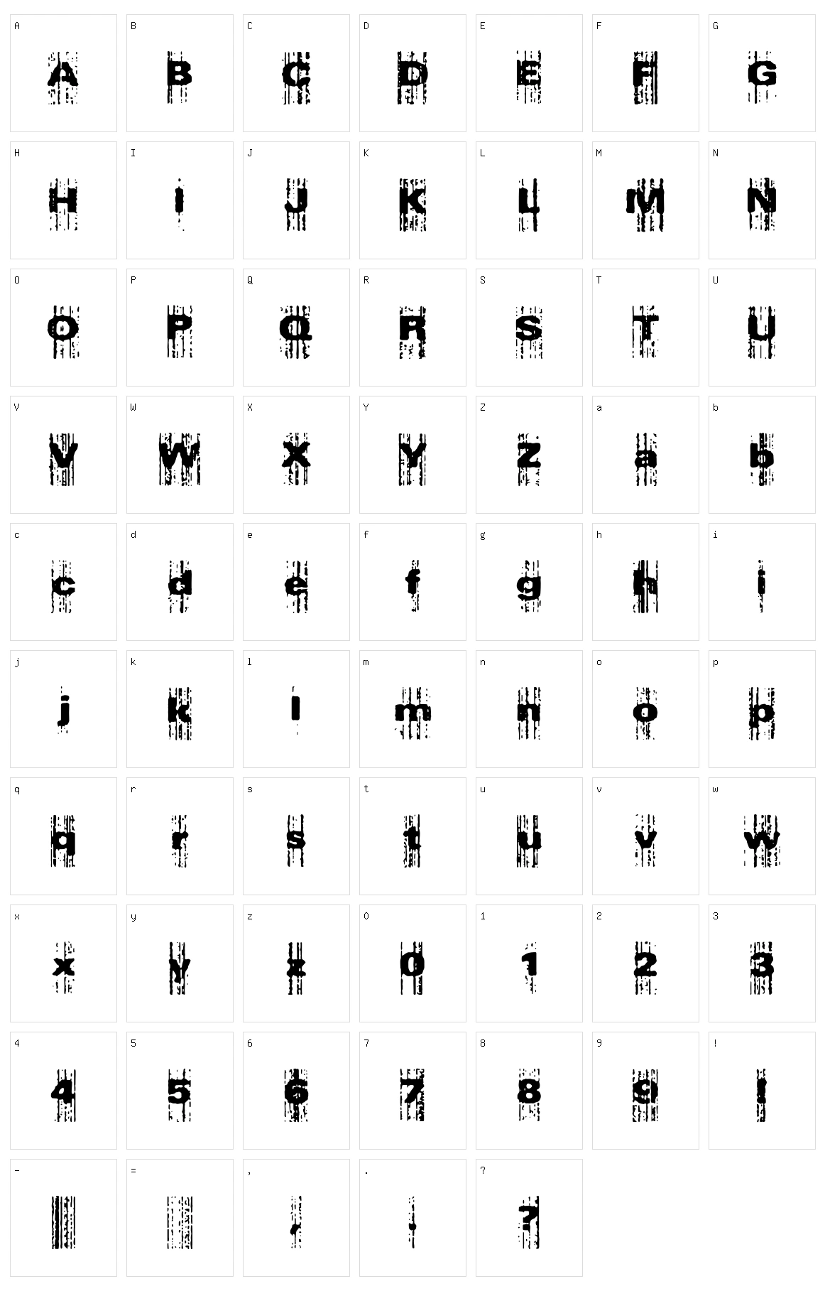 Xerox Malfunction Character Set