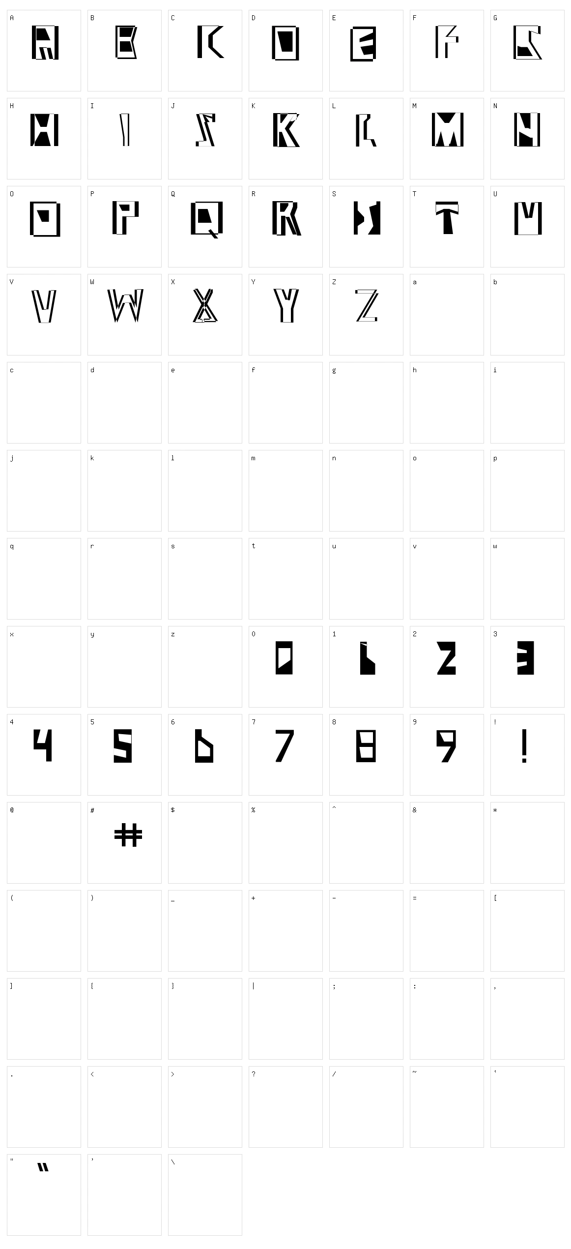 Abstract Abomination Character Set