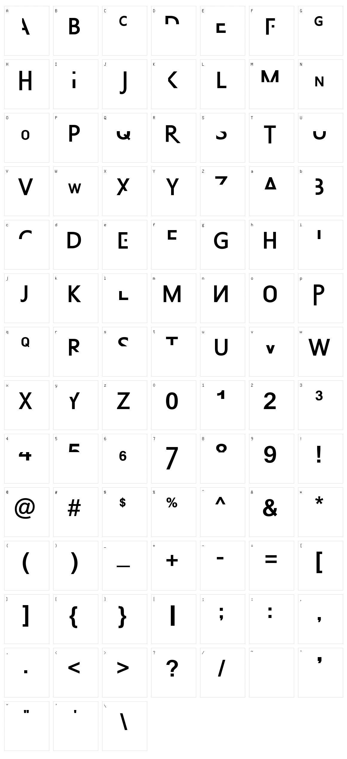 AbsurdSans Character Set