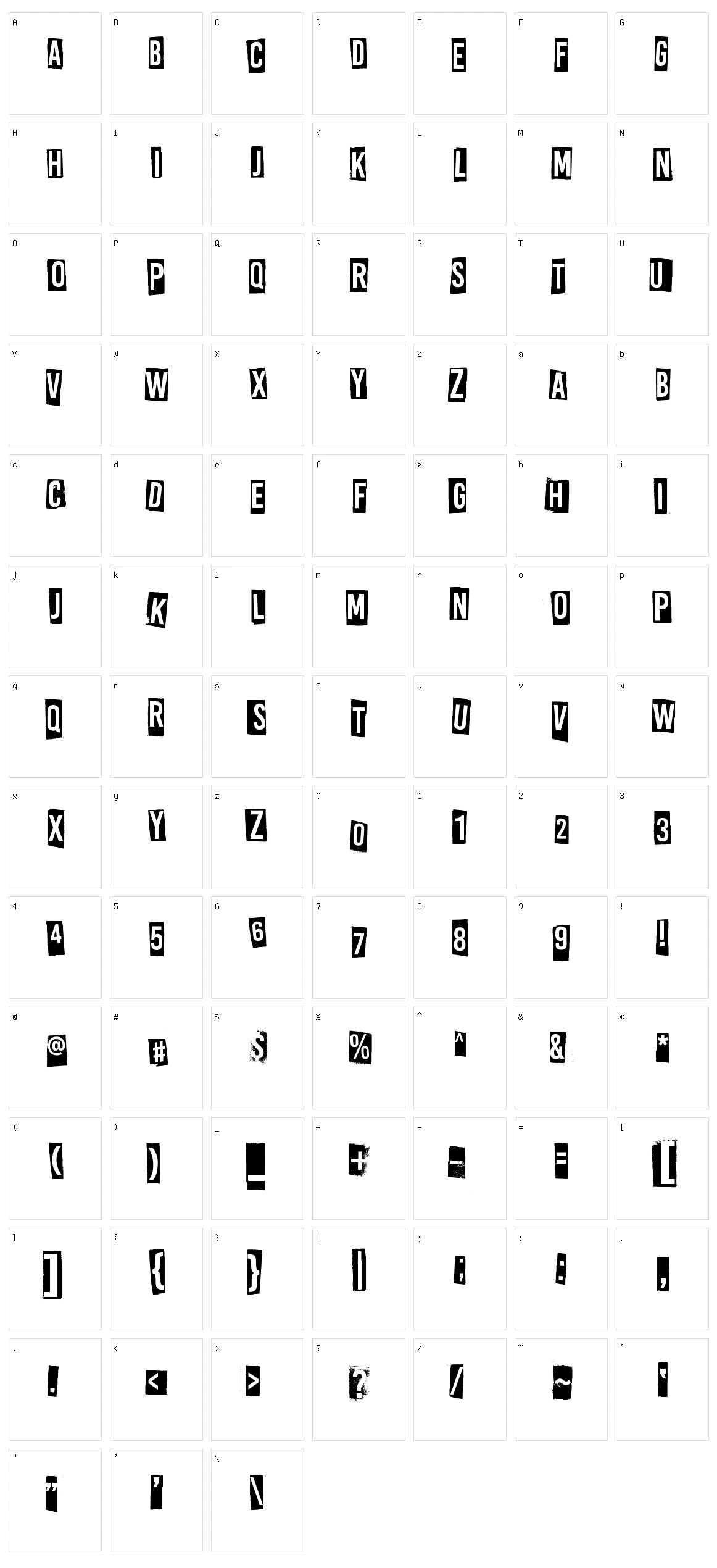 All Rights Reserved Character Set