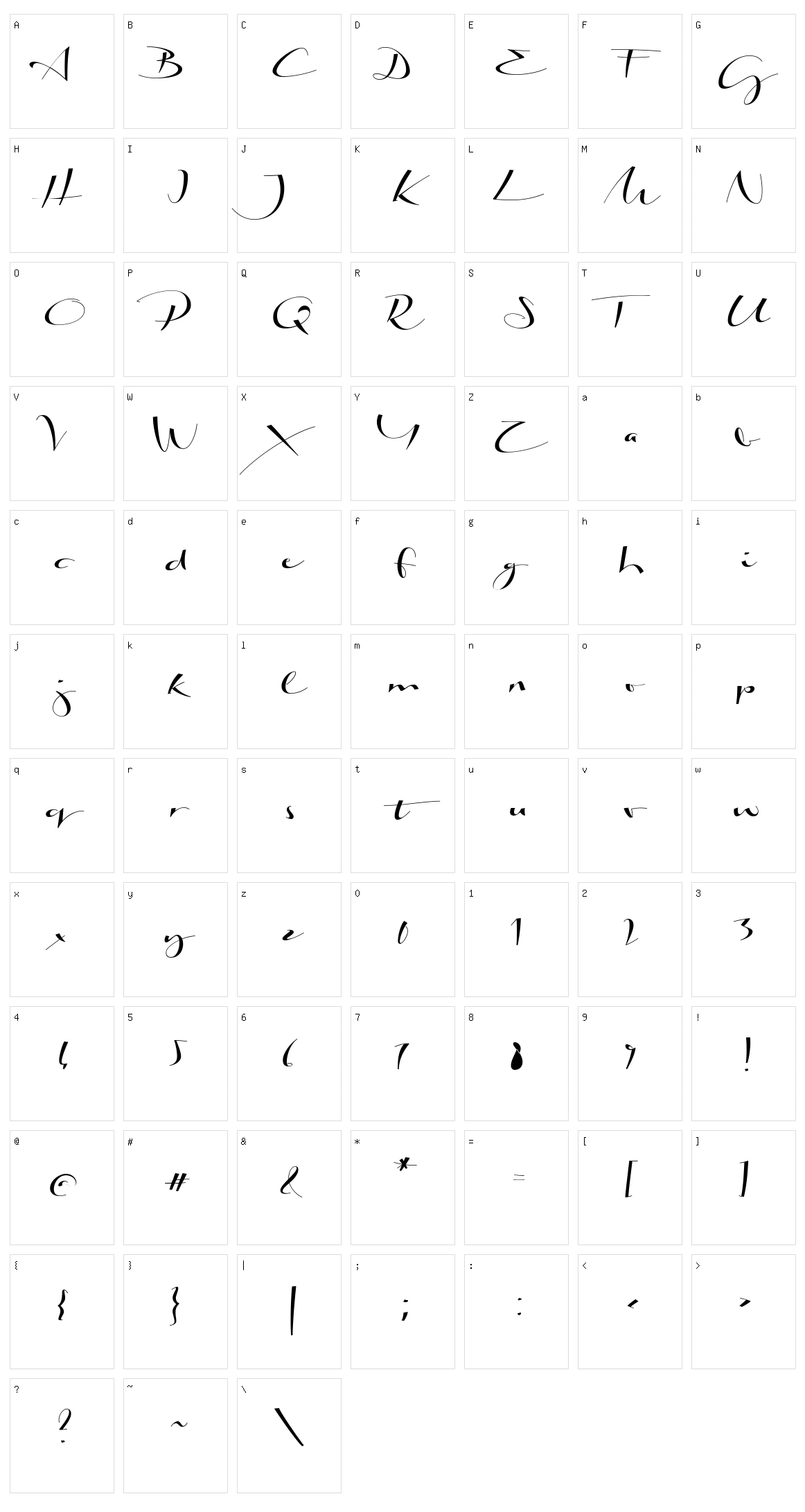Biloxi Calligraphy Character Set