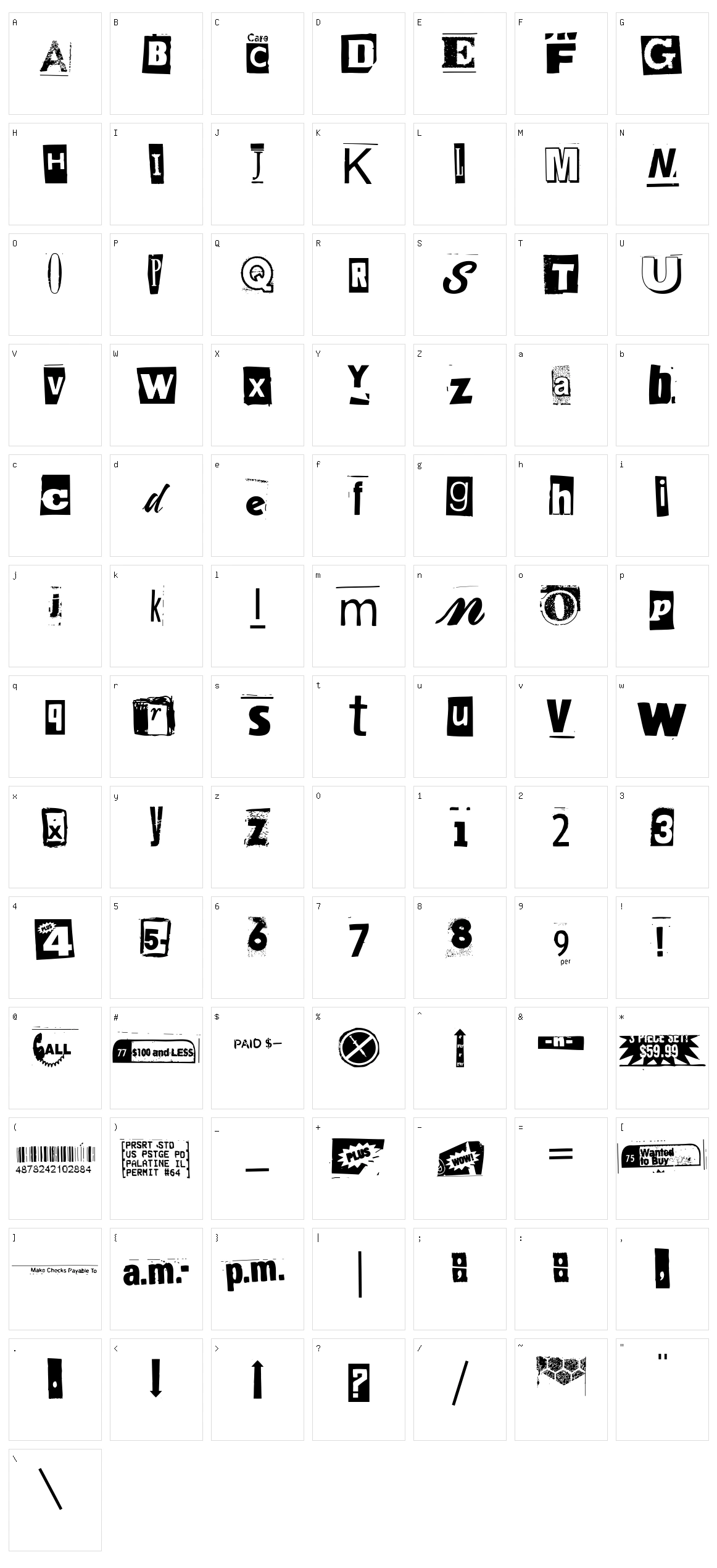 Anonymous Clippings Character Set