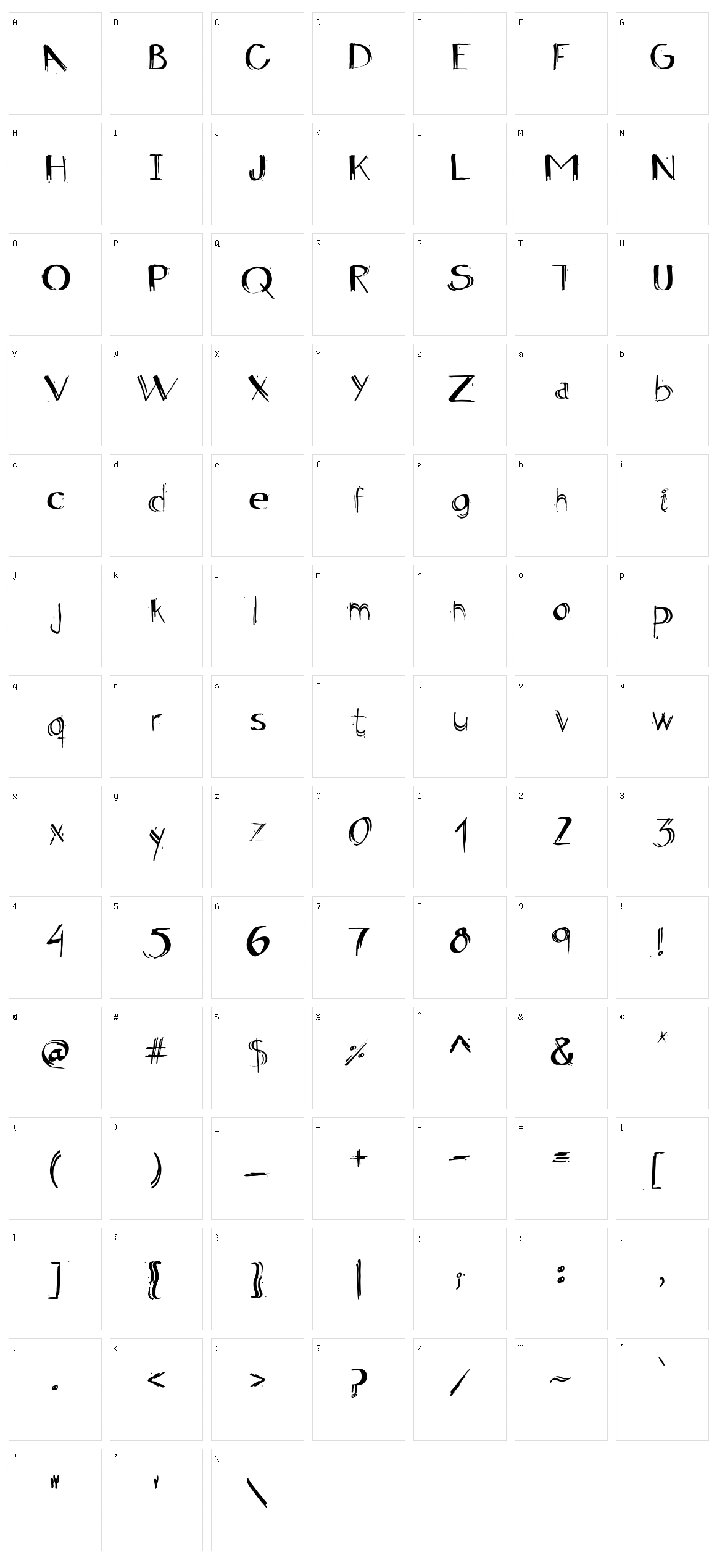 Artmar Character Set