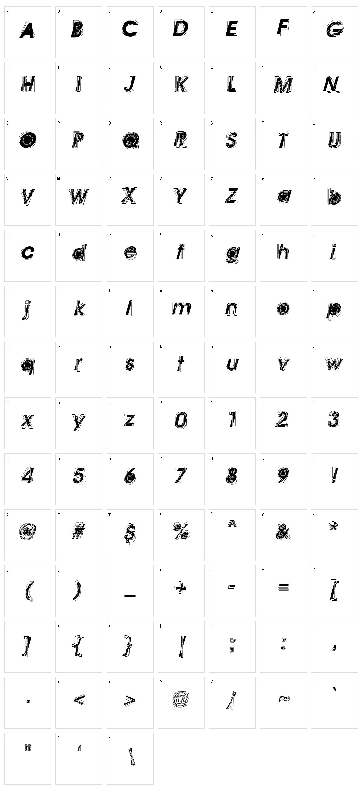 Astigma Character Set