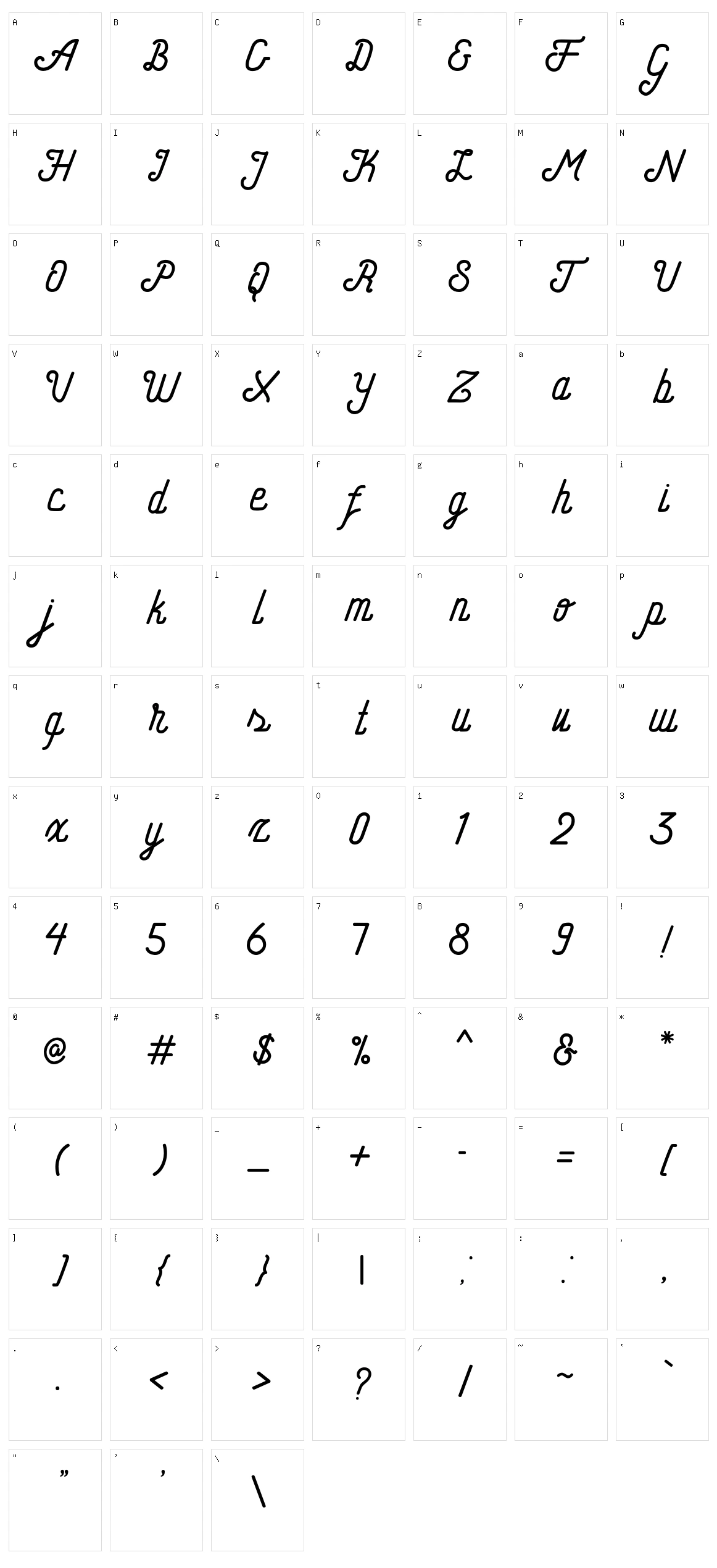 Hometown Script Character Set