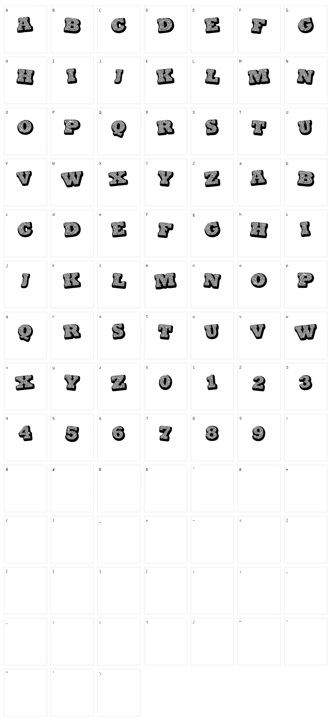 Black spiral Character Set