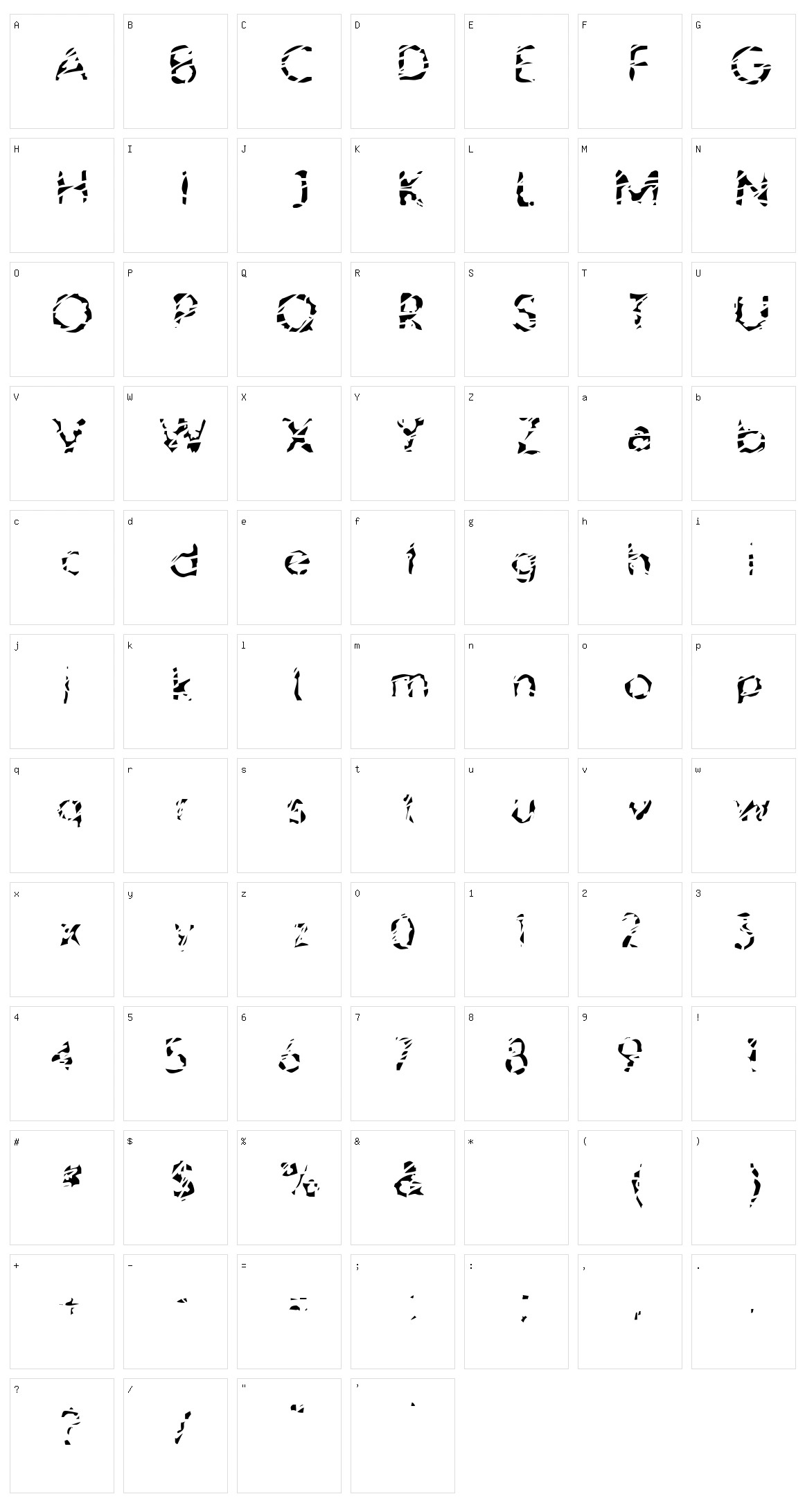 Blubb Character Set