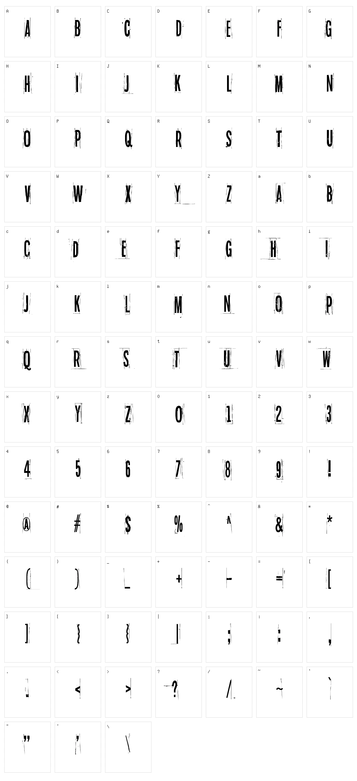 Blue sky, blue grass Character Set