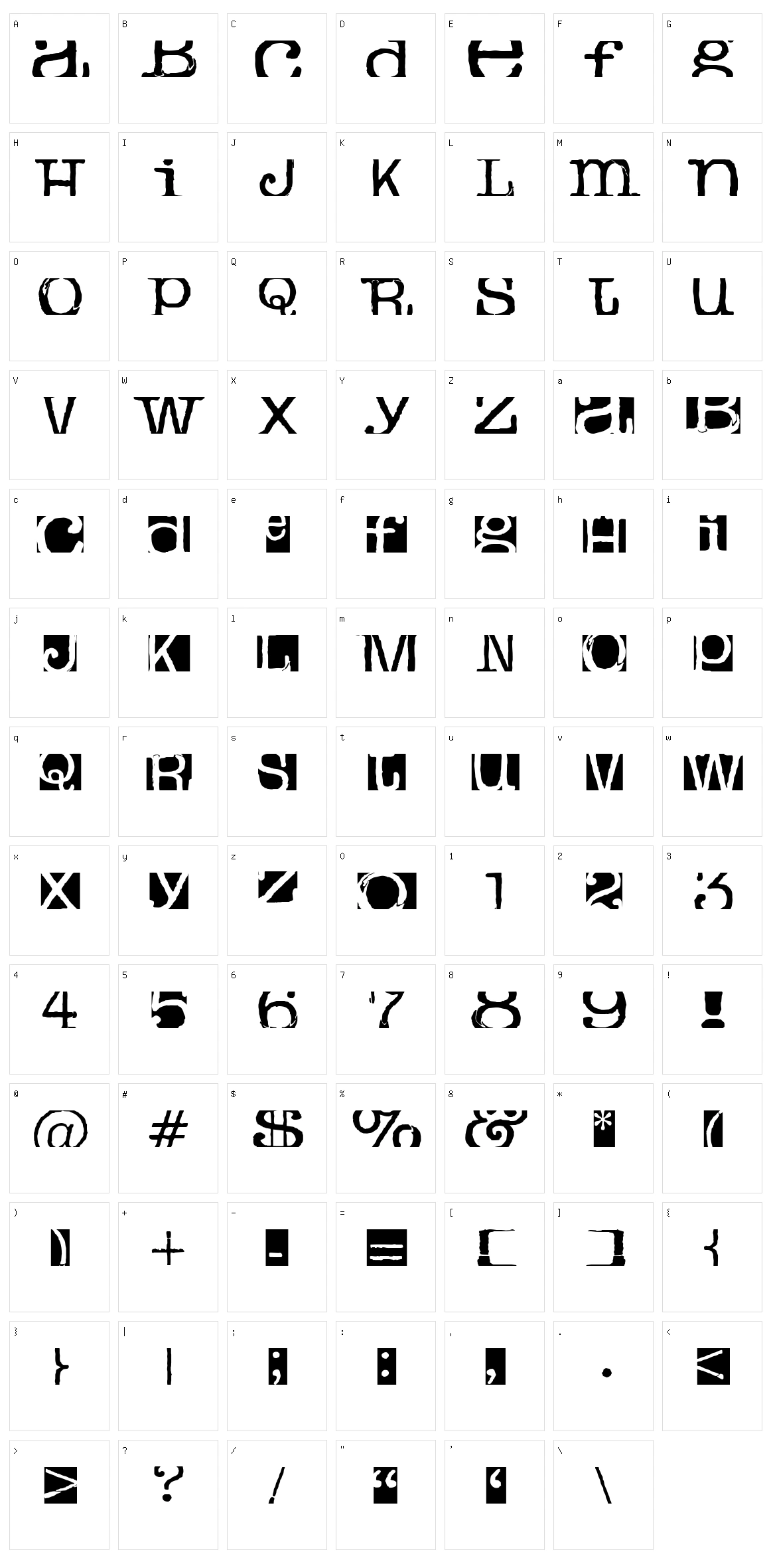 Boxey Moron Character Set