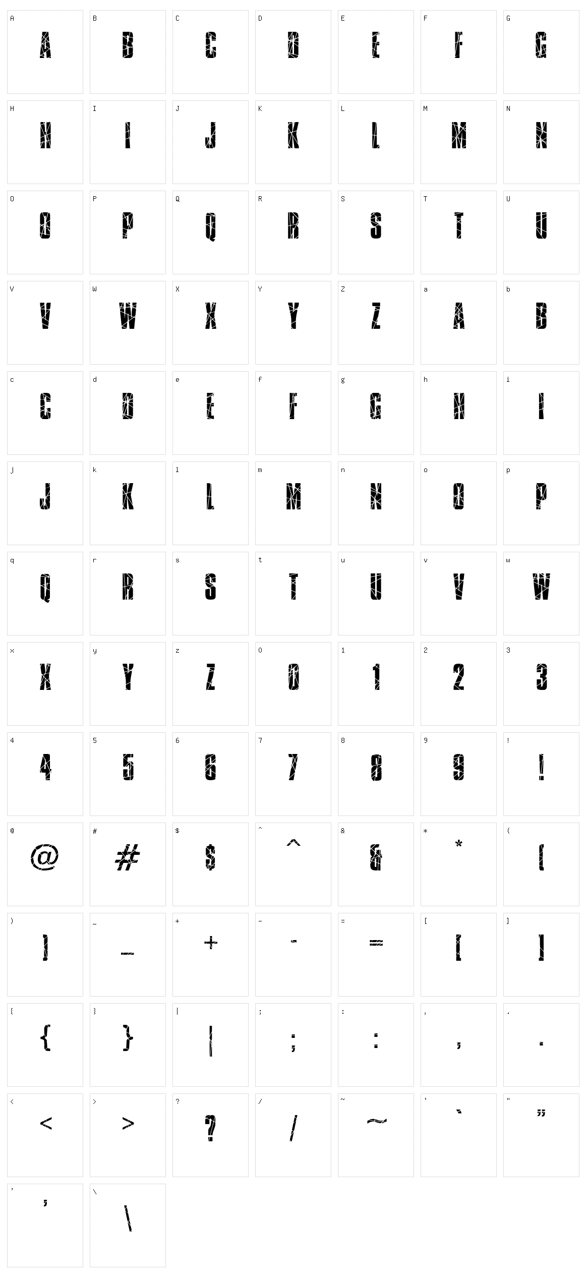 Broken Glass Character Set
