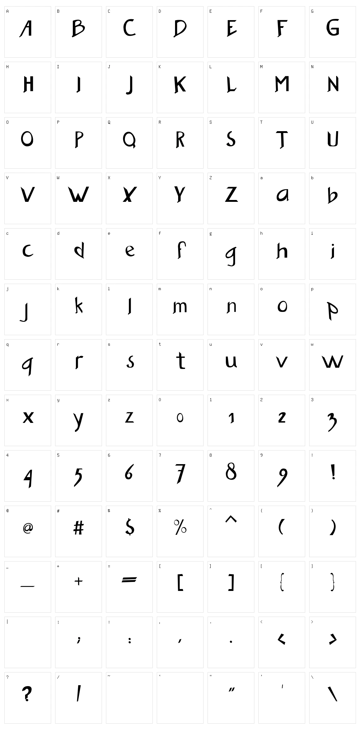 Buzzwaktype Character Set
