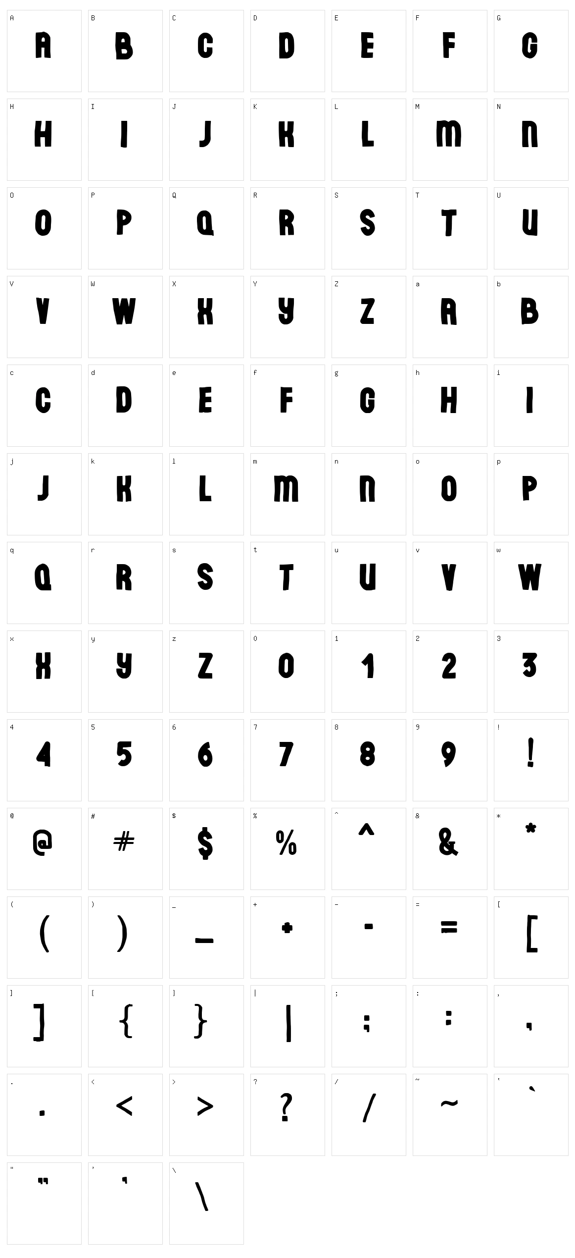 Dave Gridder Character Set