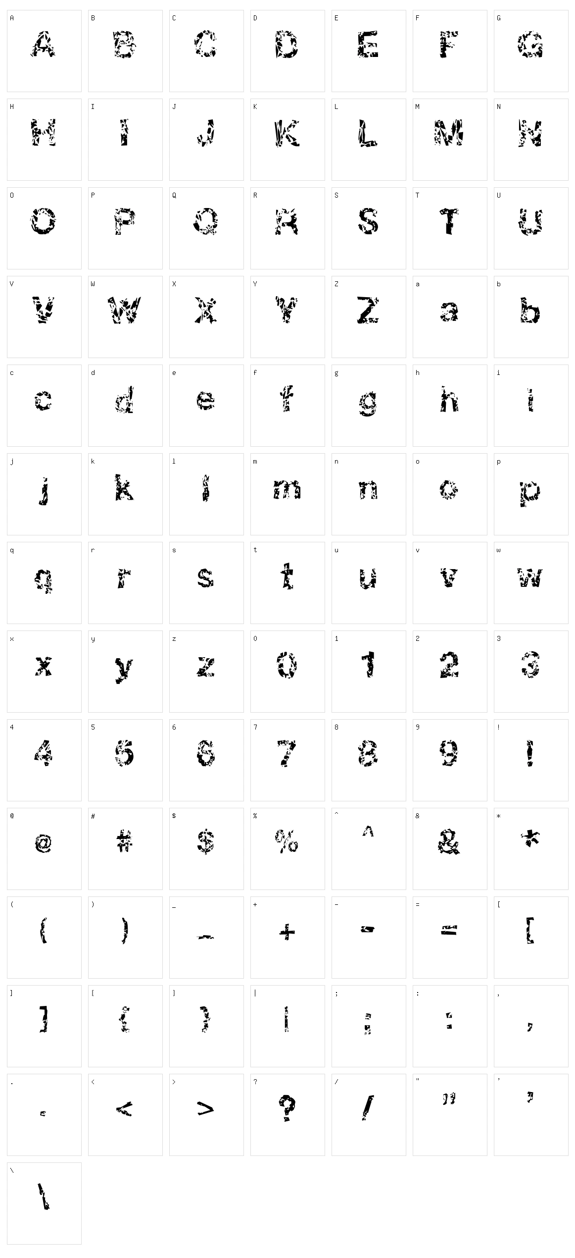 DBE Oxygen Character Set