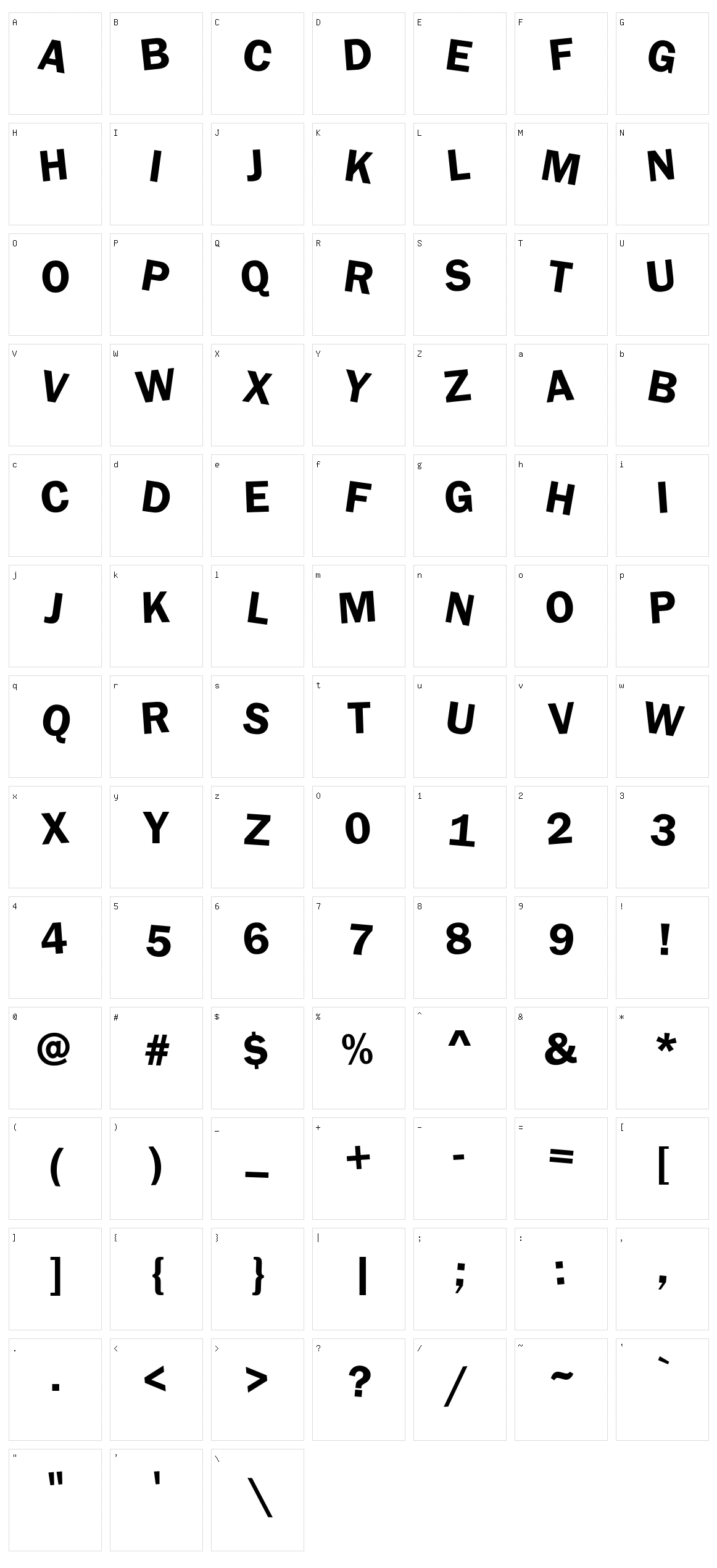 DdaftT Character Set