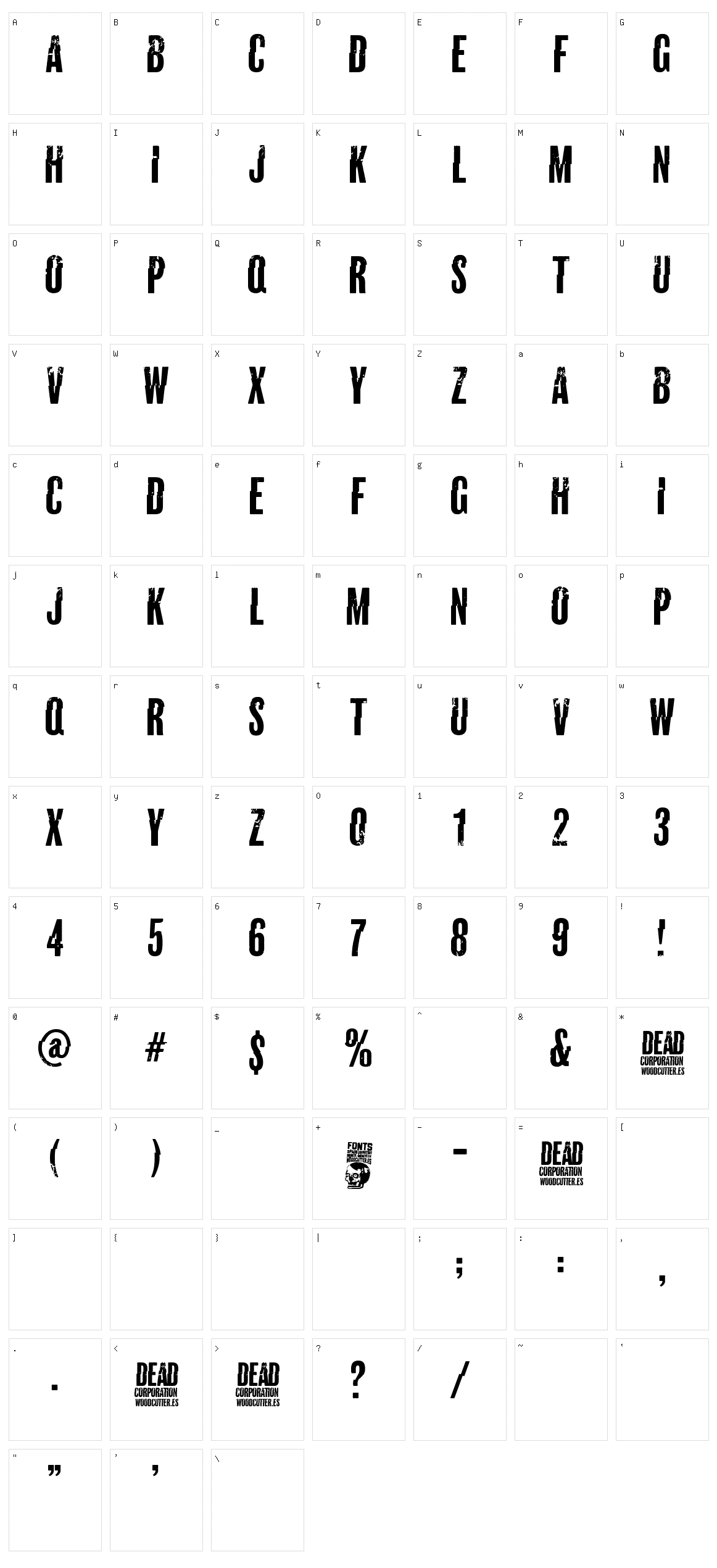 Dead Corporation Character Set