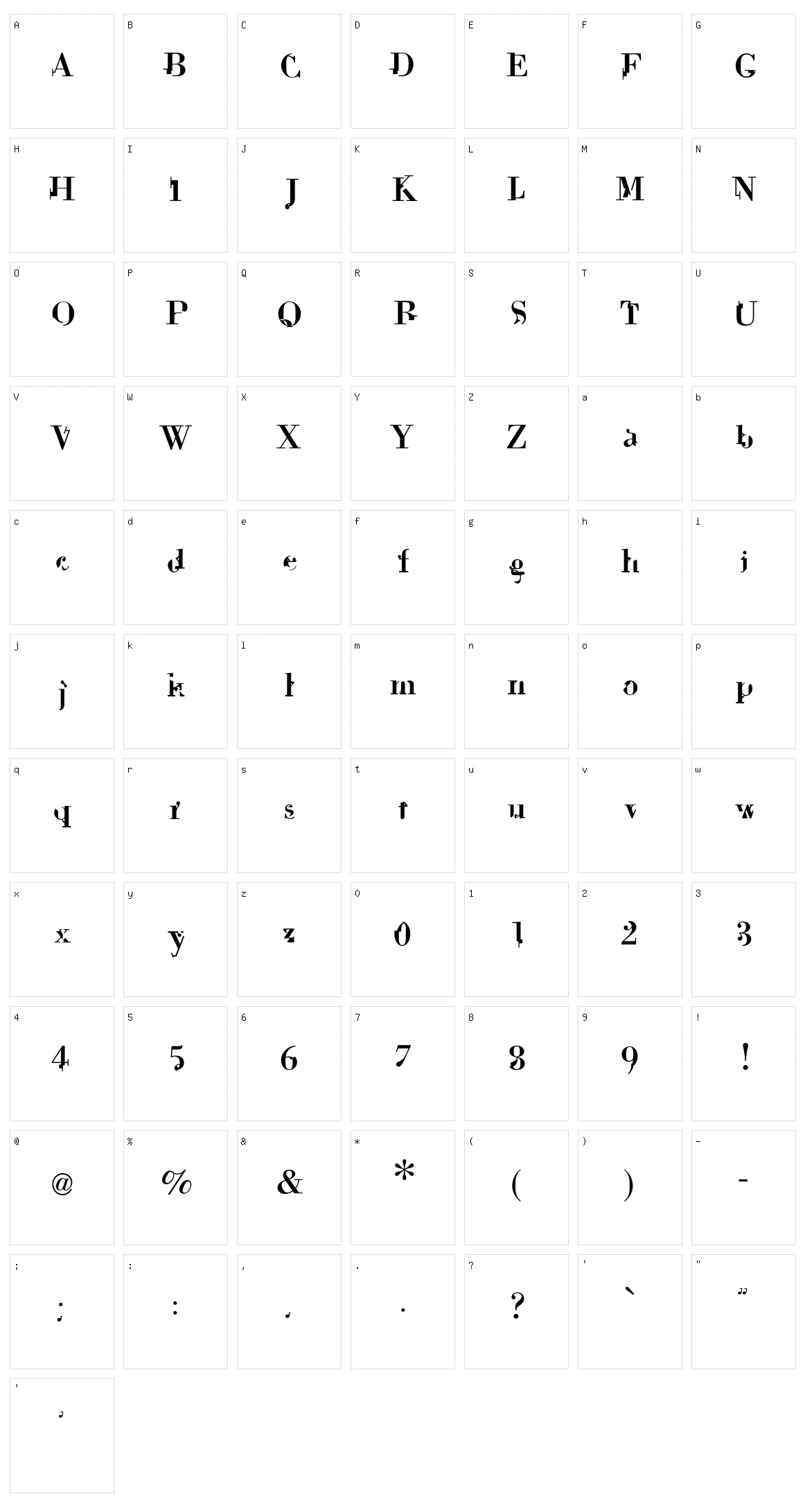 Dekale Character Set