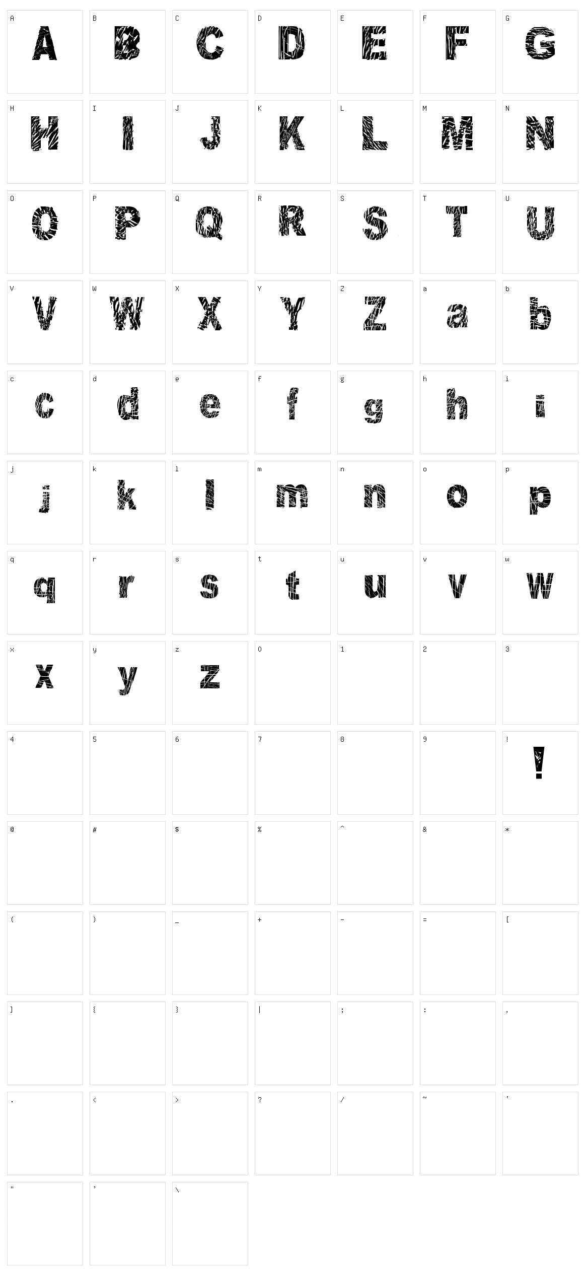 Distorted and Scratchy Character Set