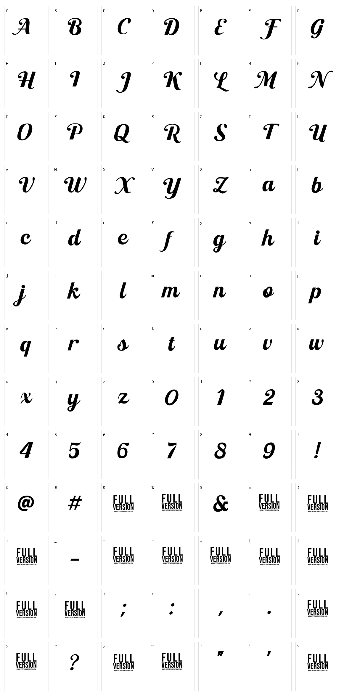 Anatasha Character Set