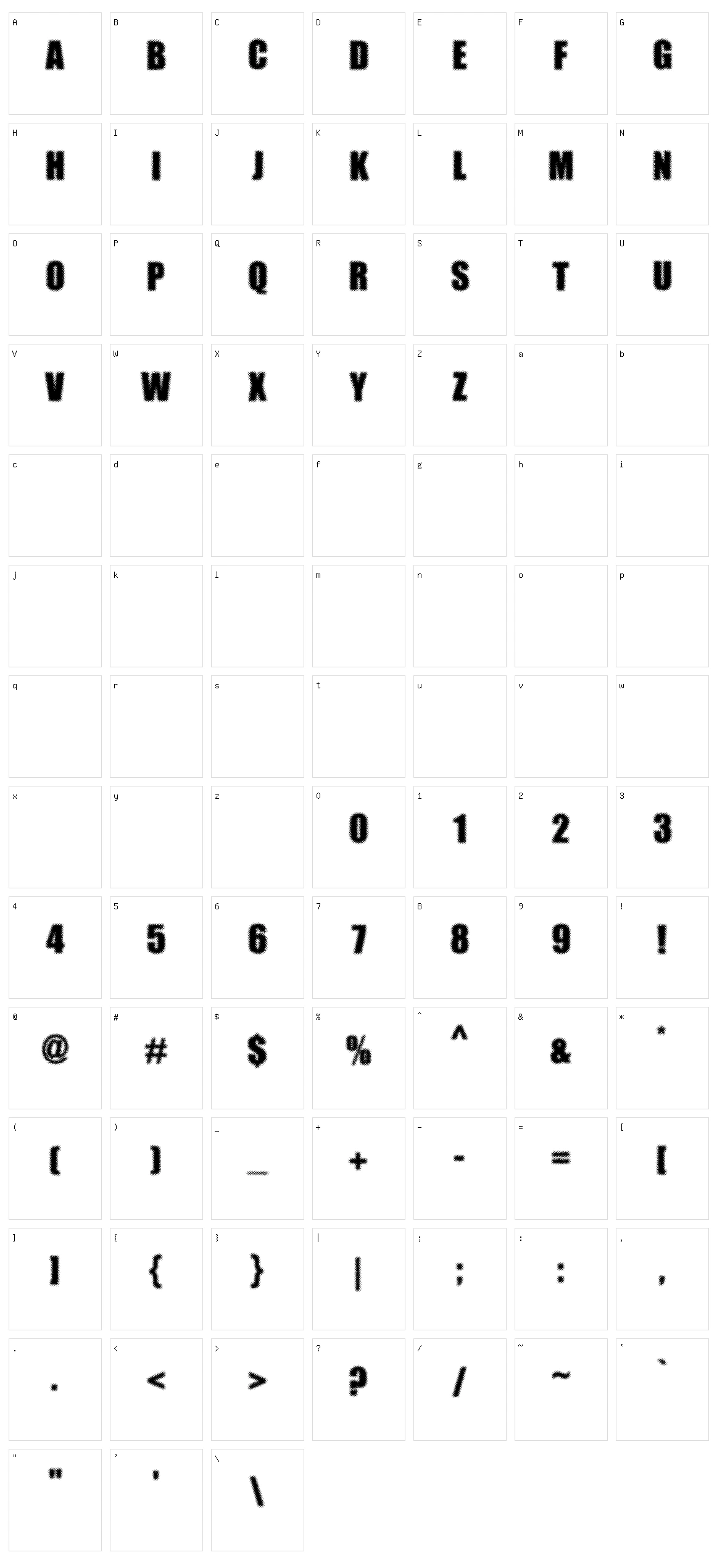Dotimpact Character Set