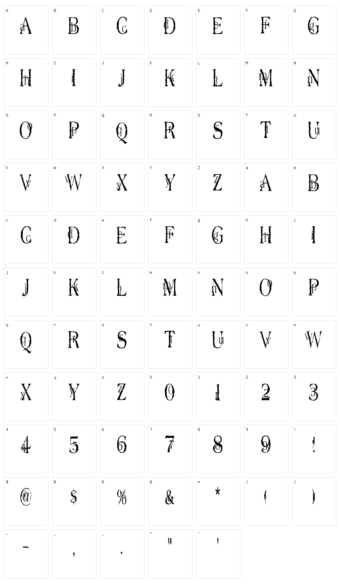 Dyers Eve Character Set