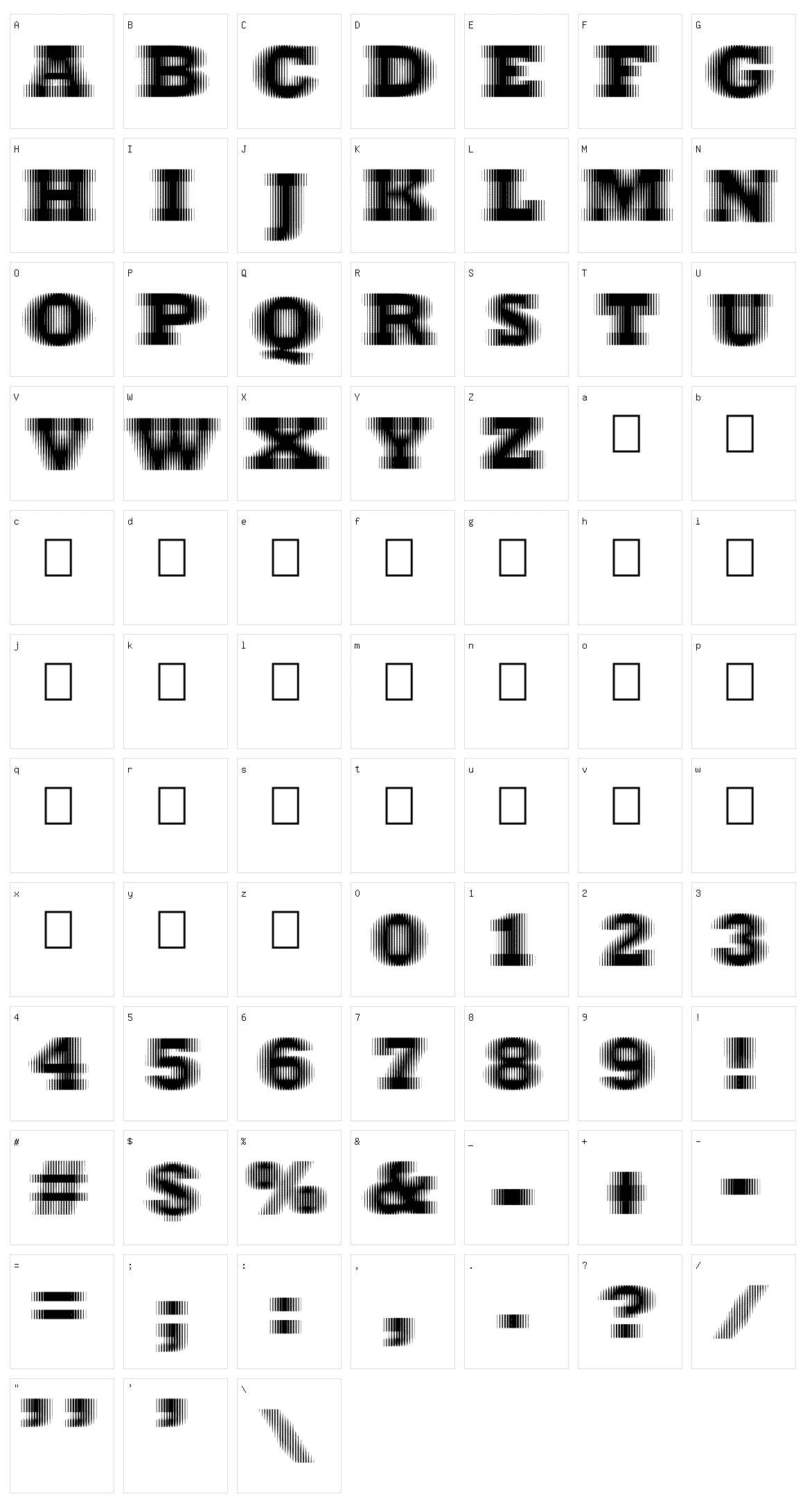 ExtraBlur Character Set