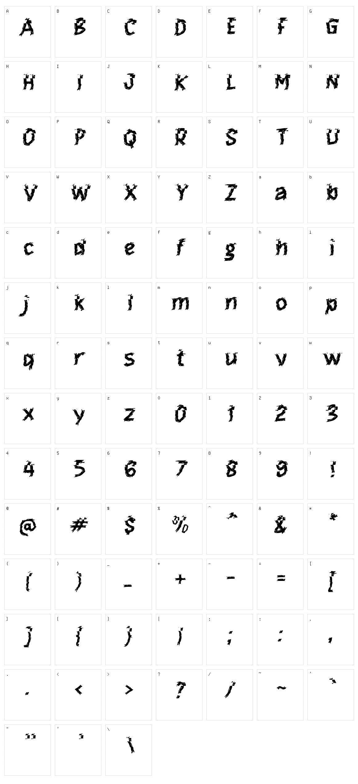 f Frelly Character Set