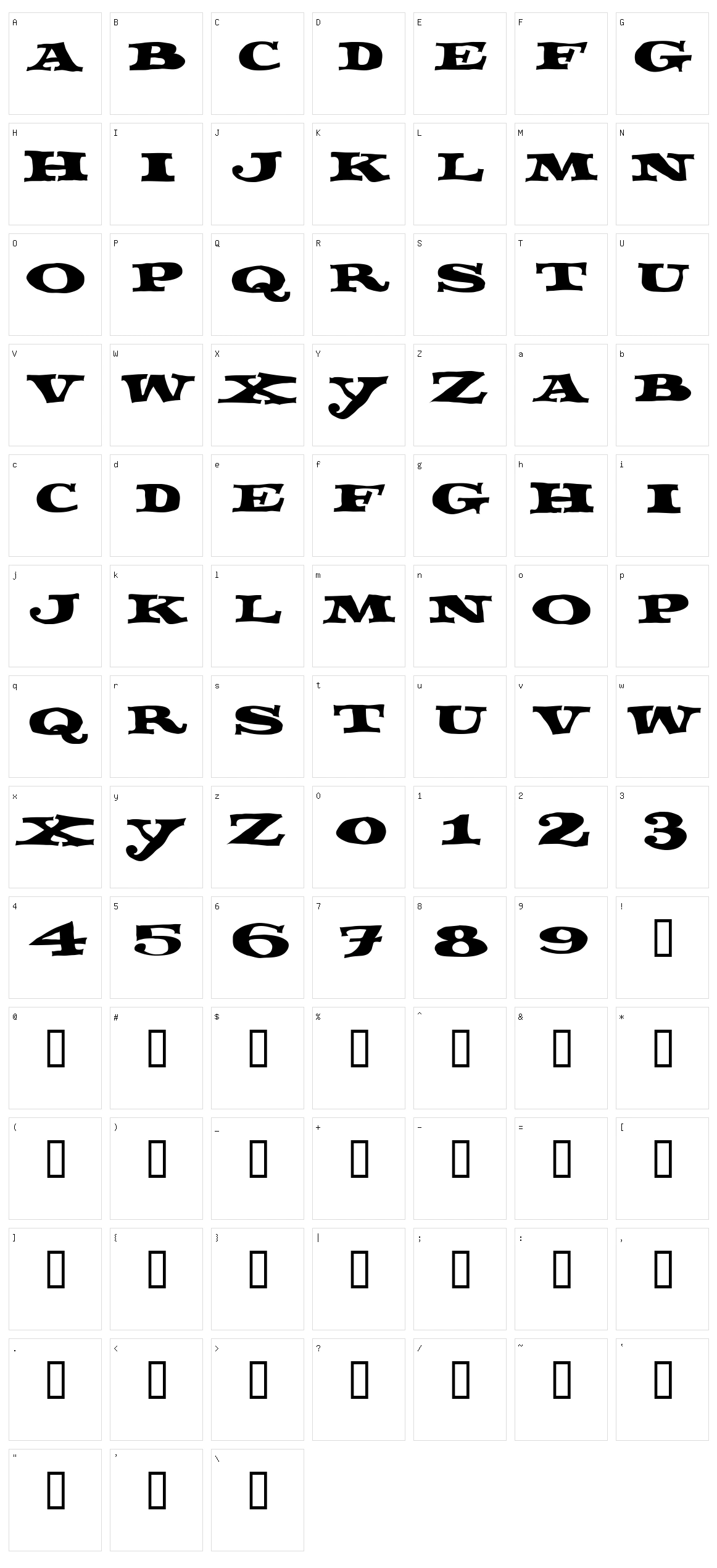 Fettecke Character Set