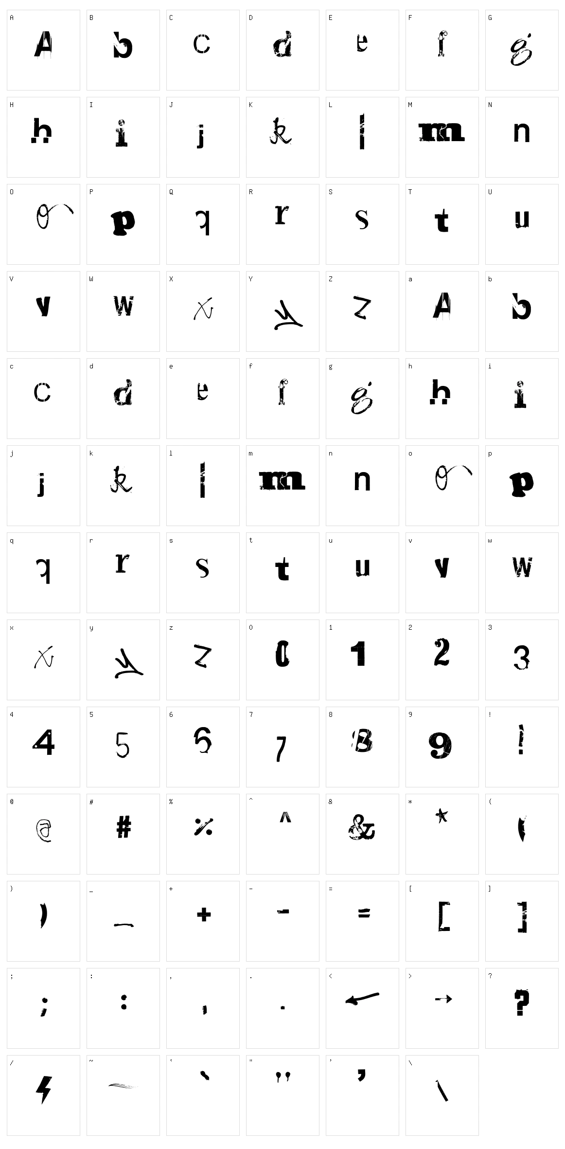 Gadetyper Character Set