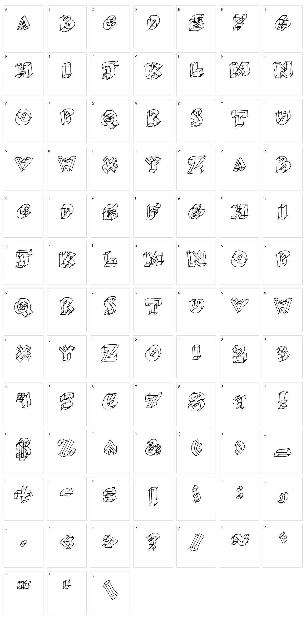 Glass Character Set
