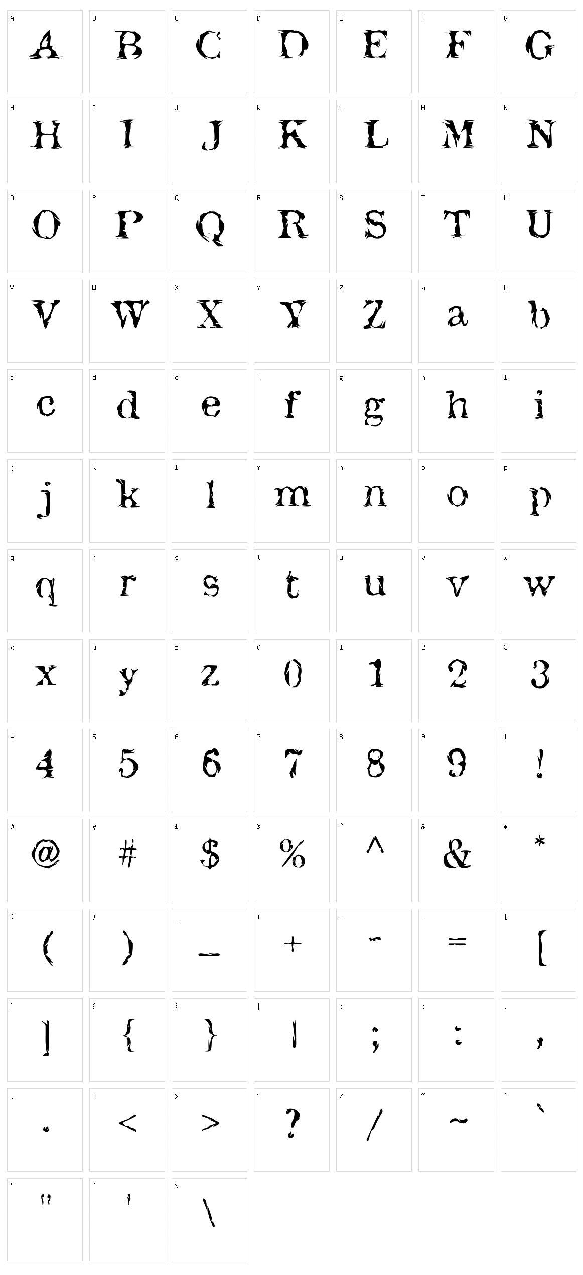 Jack the Hipper Character Set
