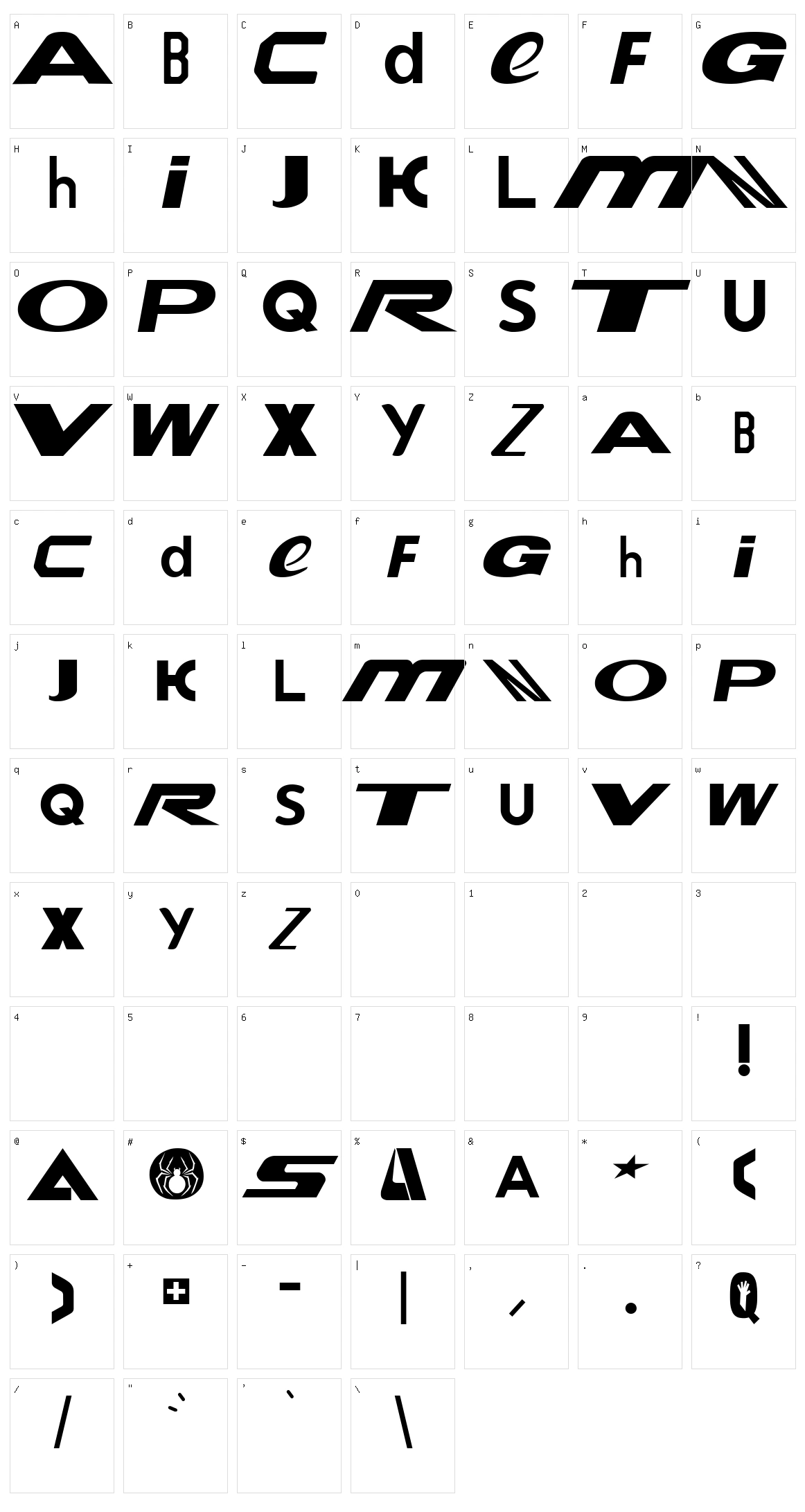 Le Tour de Fonts Character Set