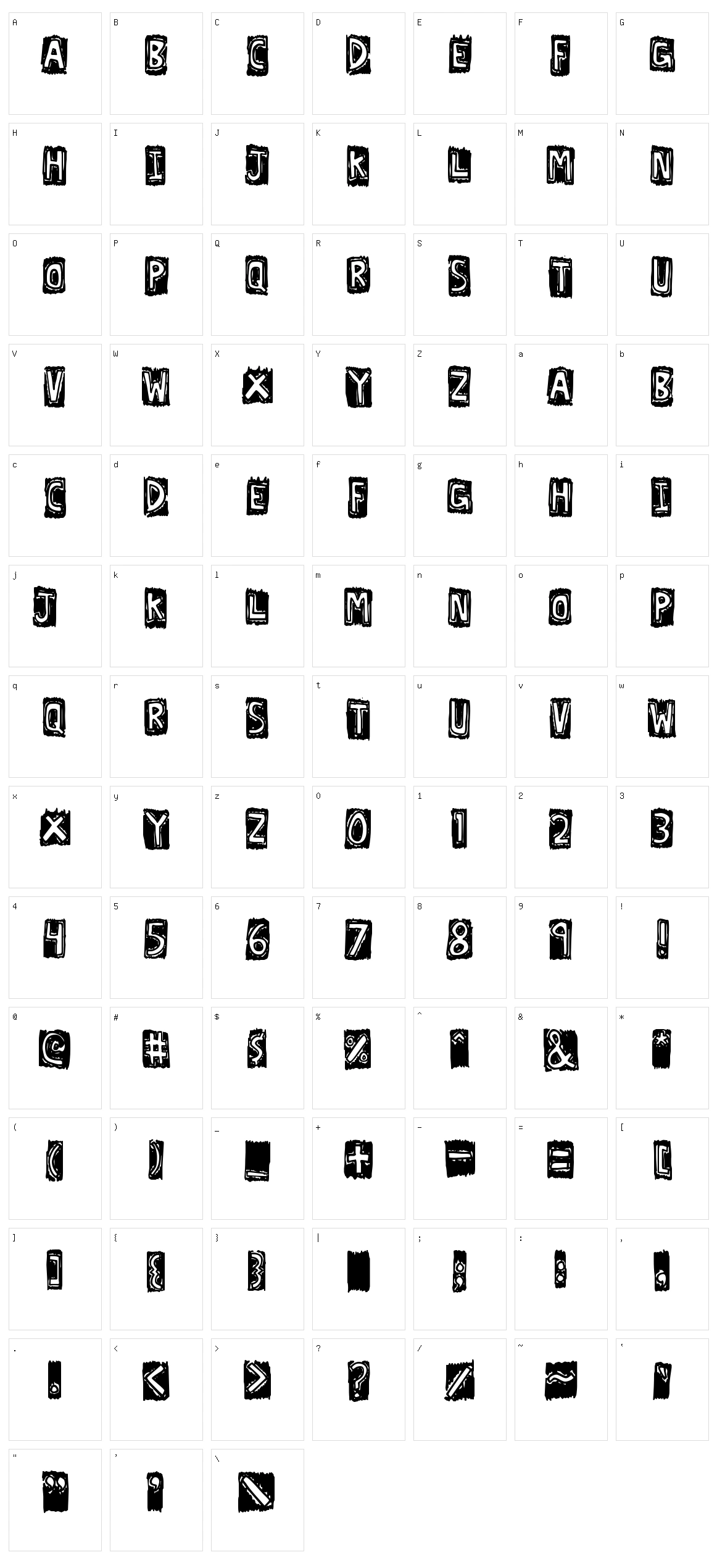 Lexographer Character Set