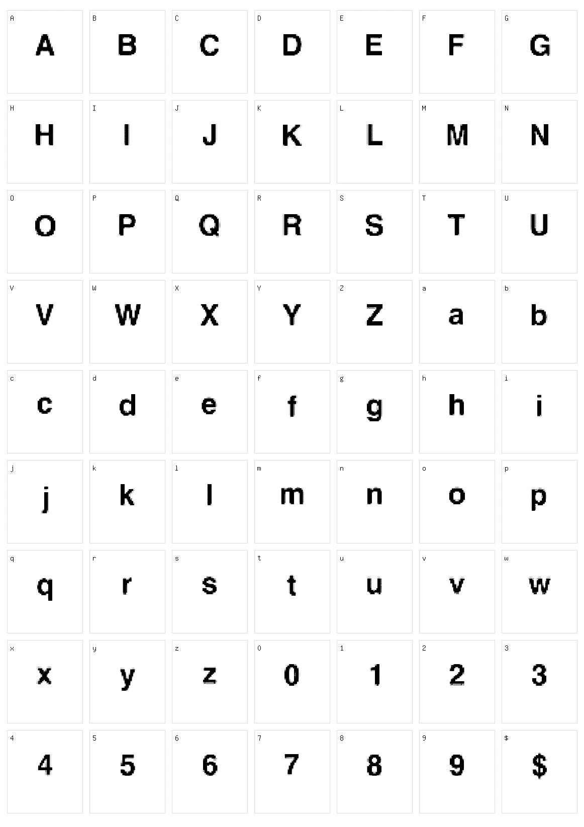 Lower Resolution Character Set