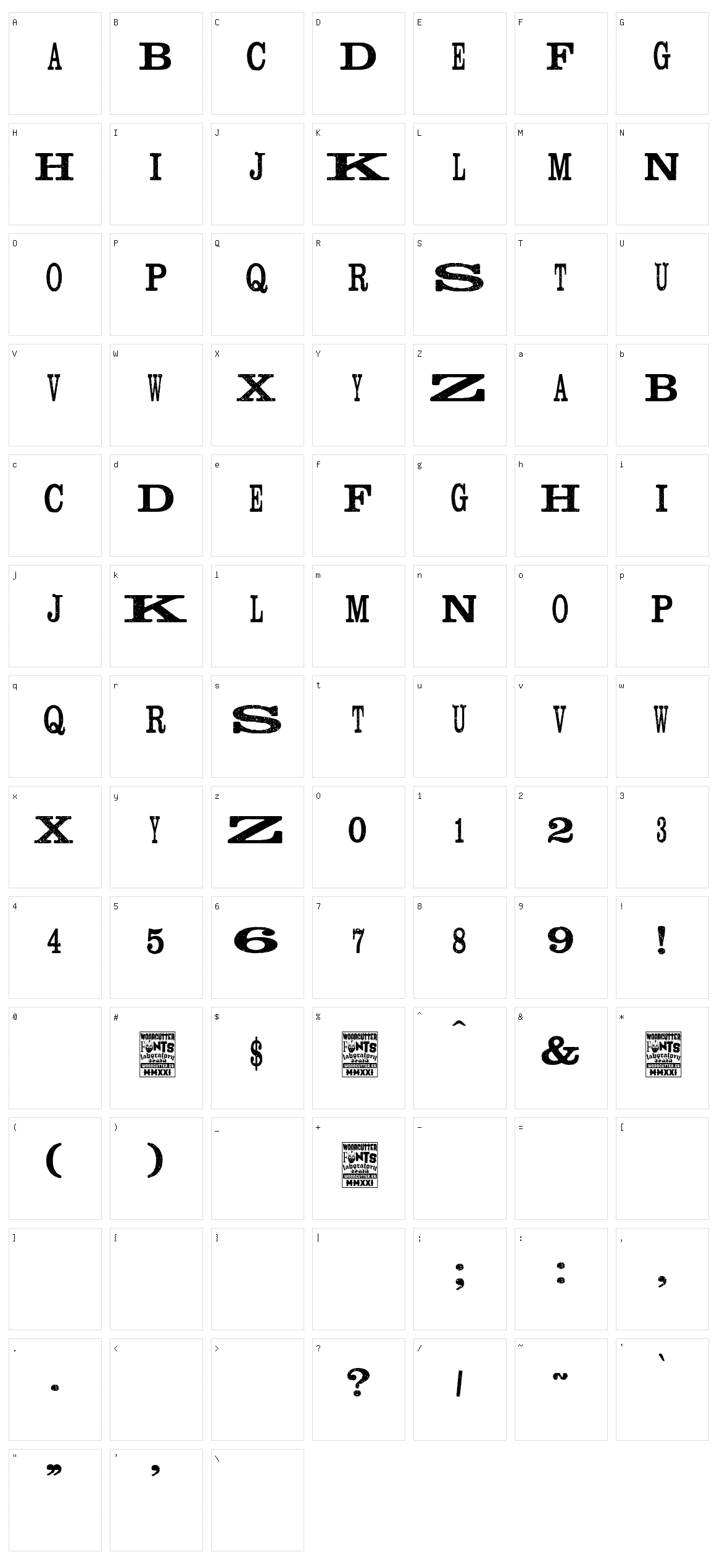 Madness Press Character Set