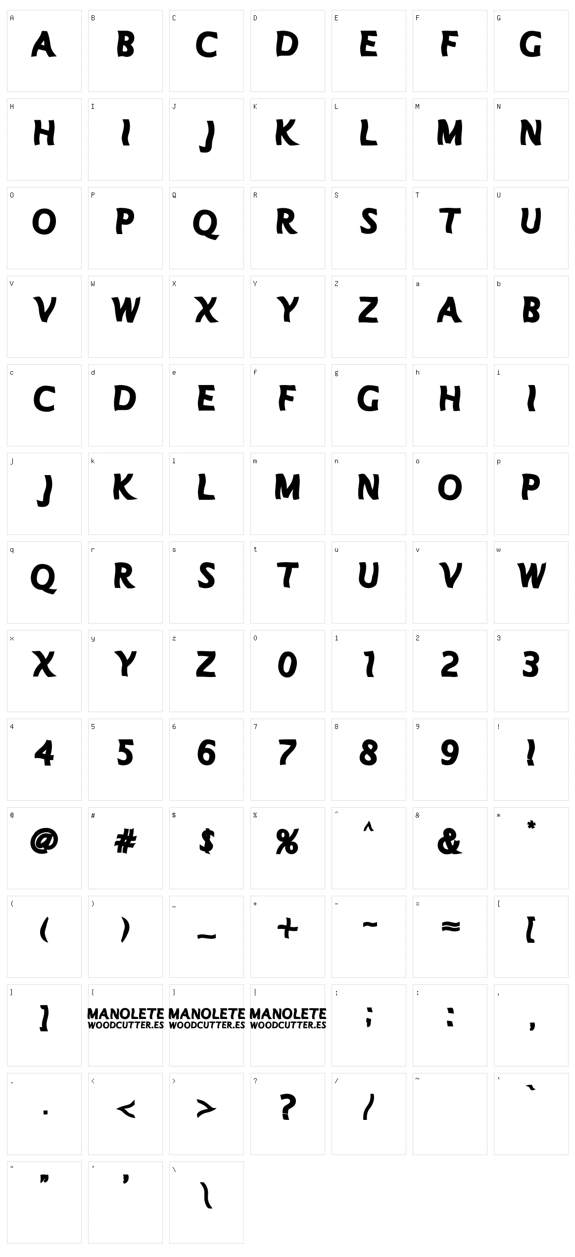 Manolete Character Set