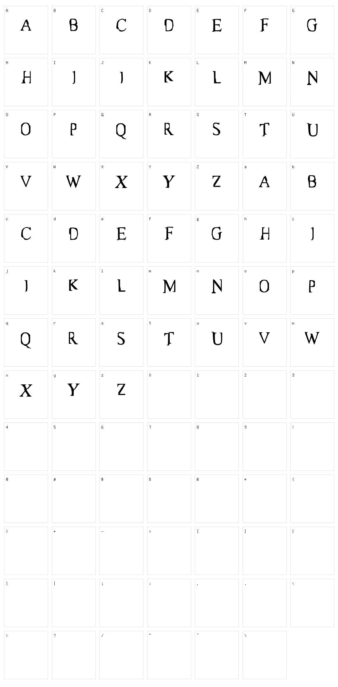 Matrix Character Set