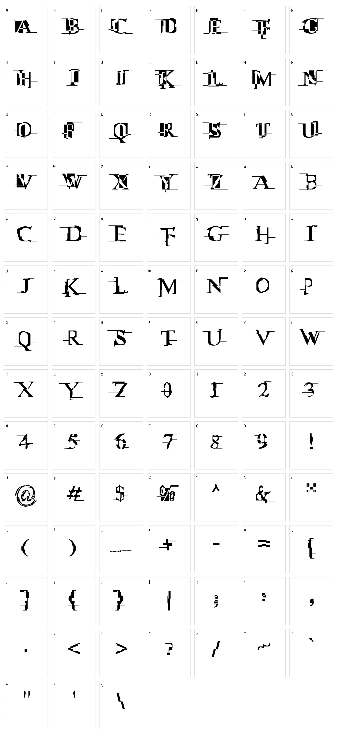 Miltown Character Set