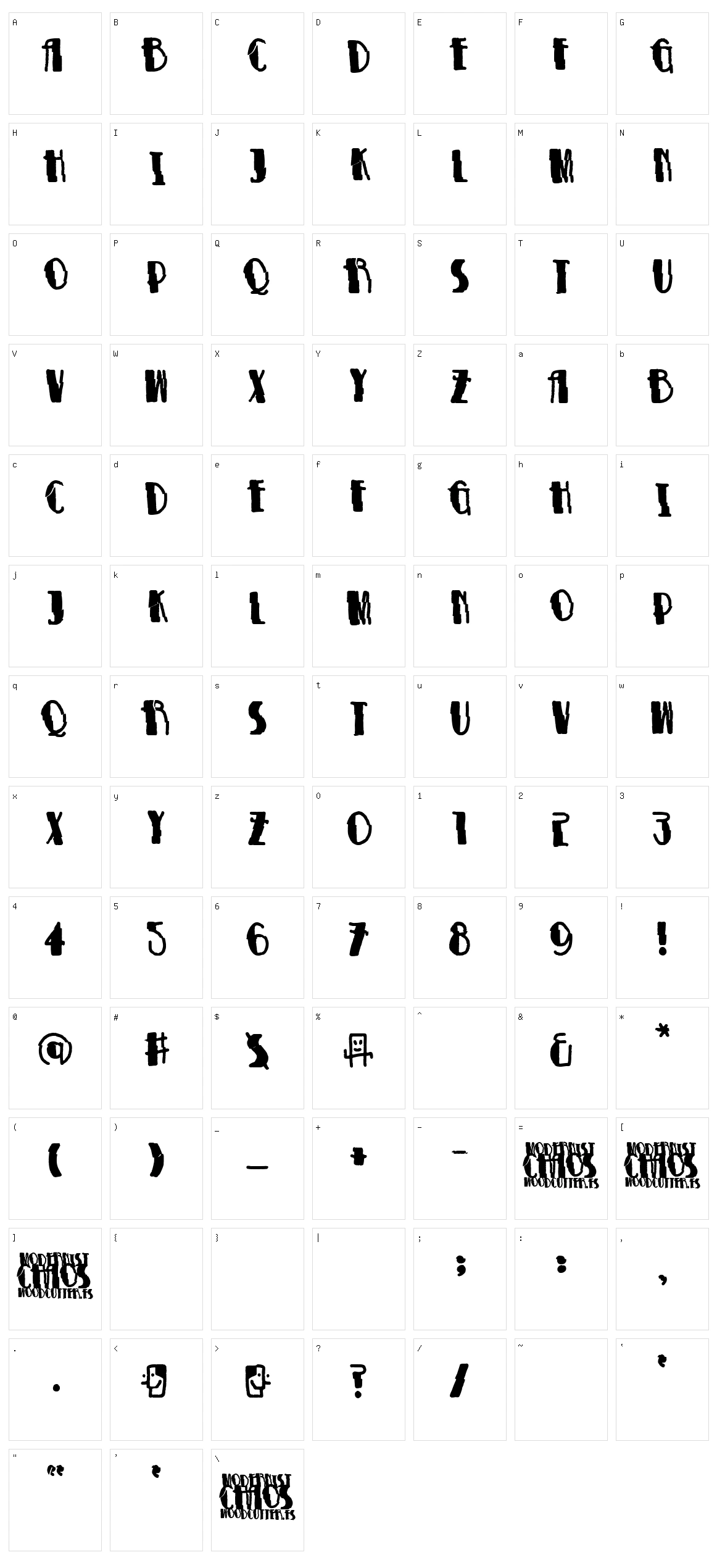 Modernist Chaos Character Set