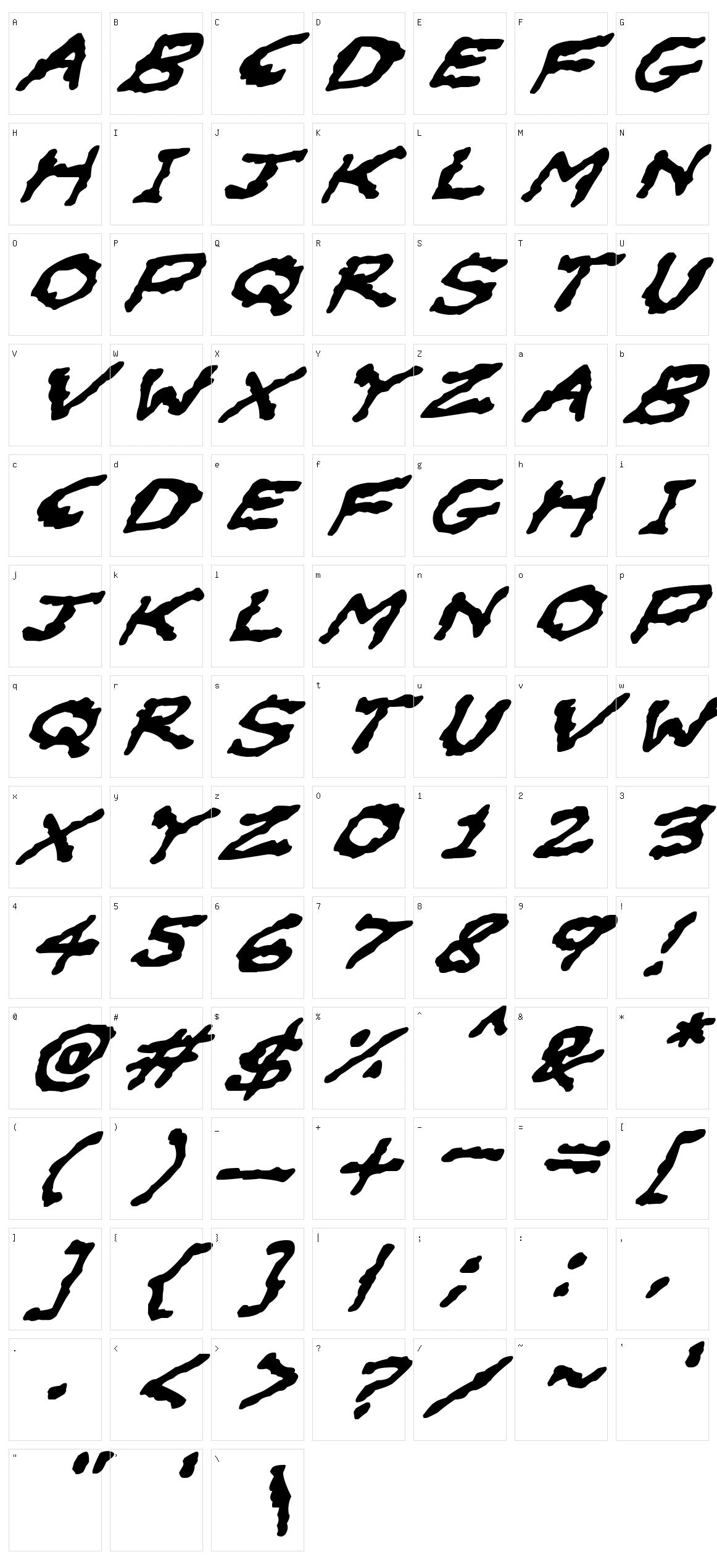 Oilslick Character Set