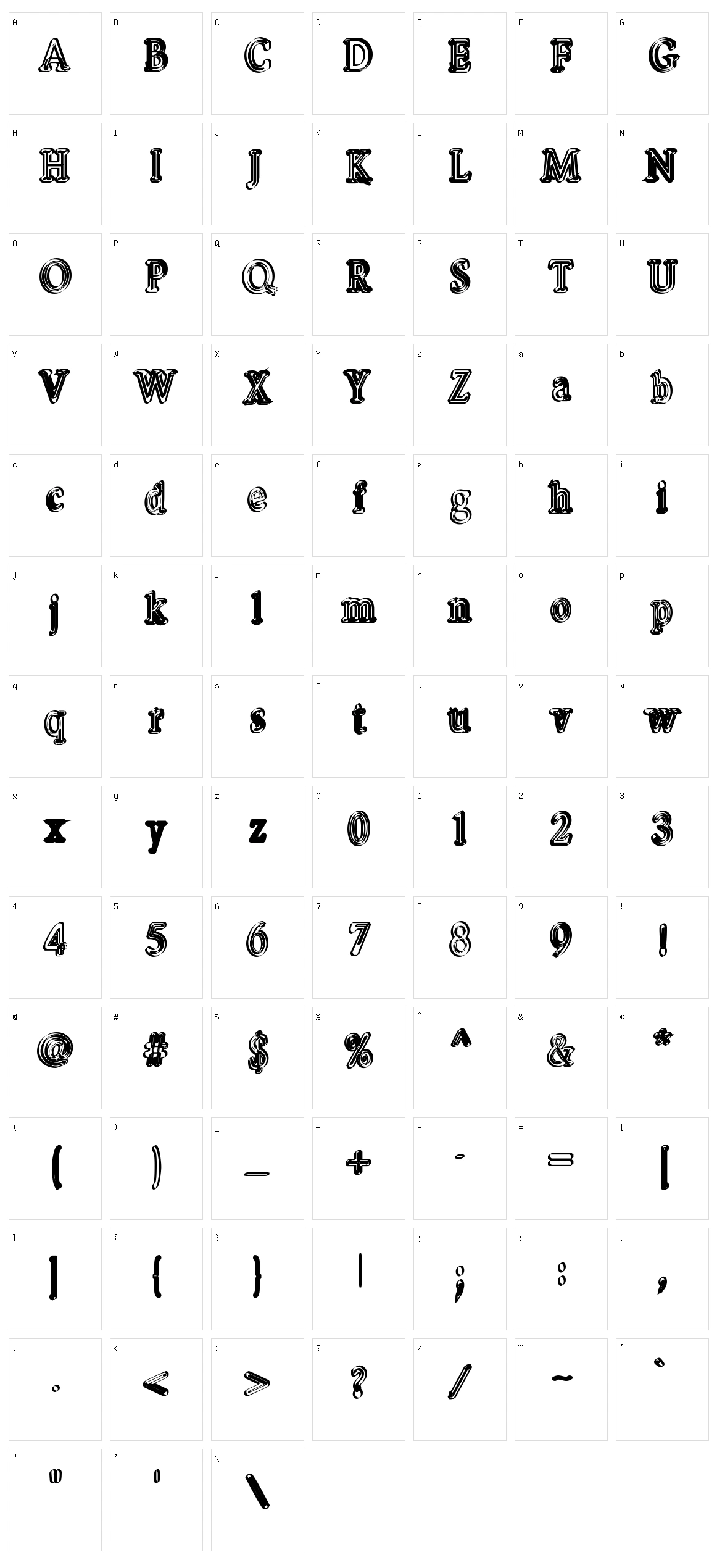 Pastohombre Character Set