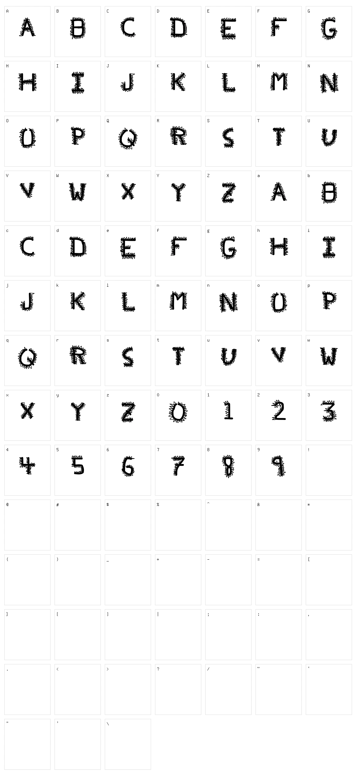 PF very very bad font Character Set