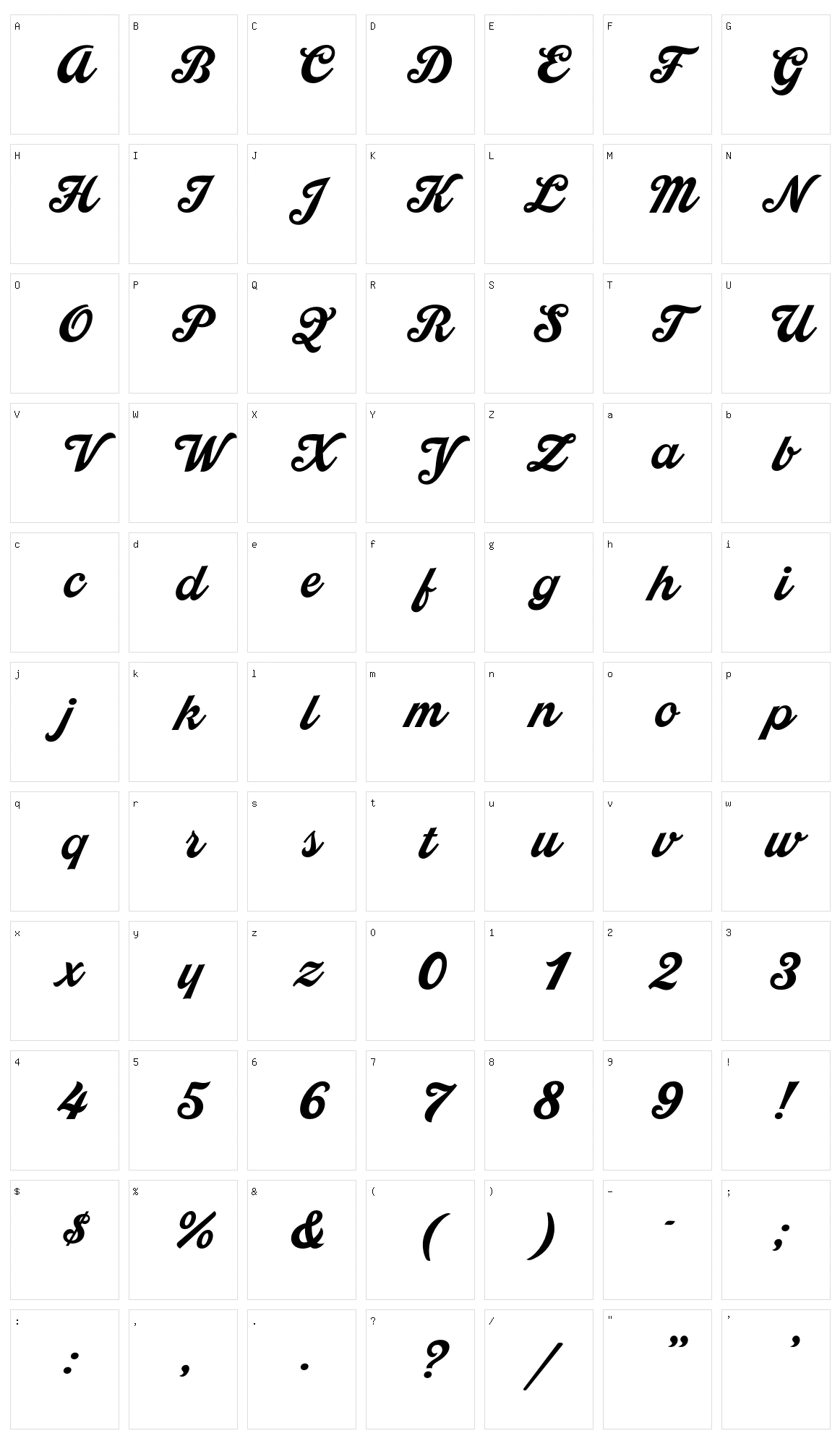 Chill Script Character Set