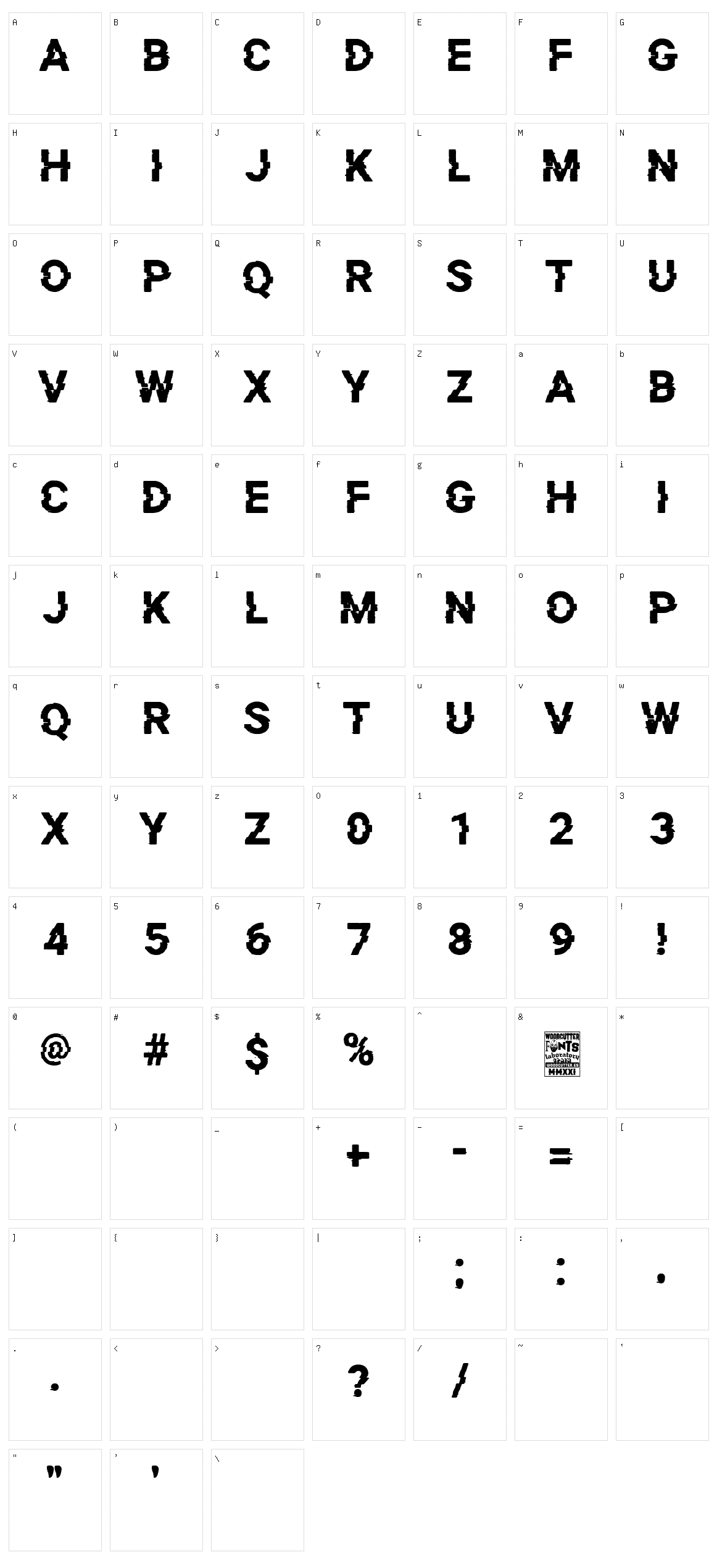 Portentous Distorted Character Set