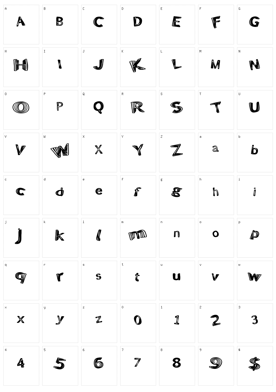 Positive Warp Character Set