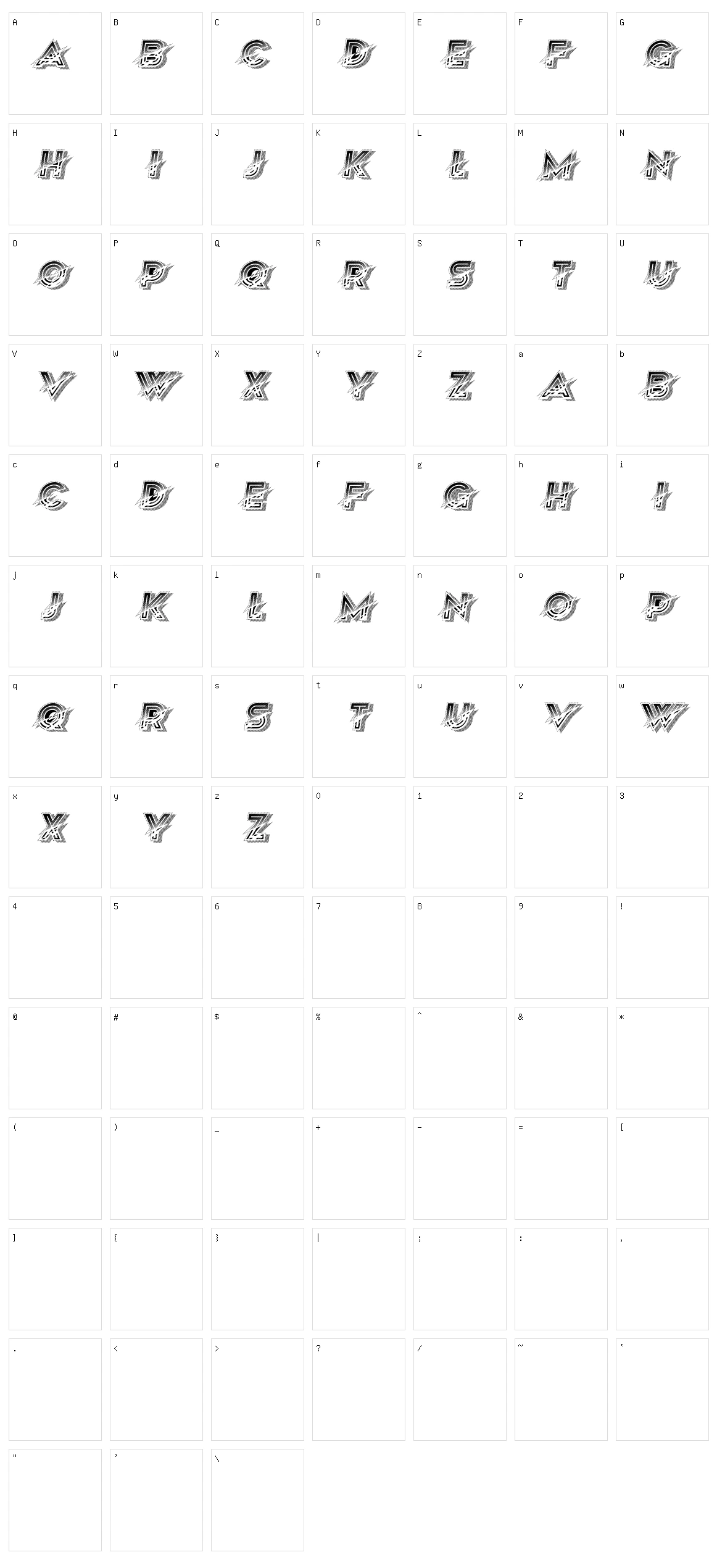 Pressing Character Set