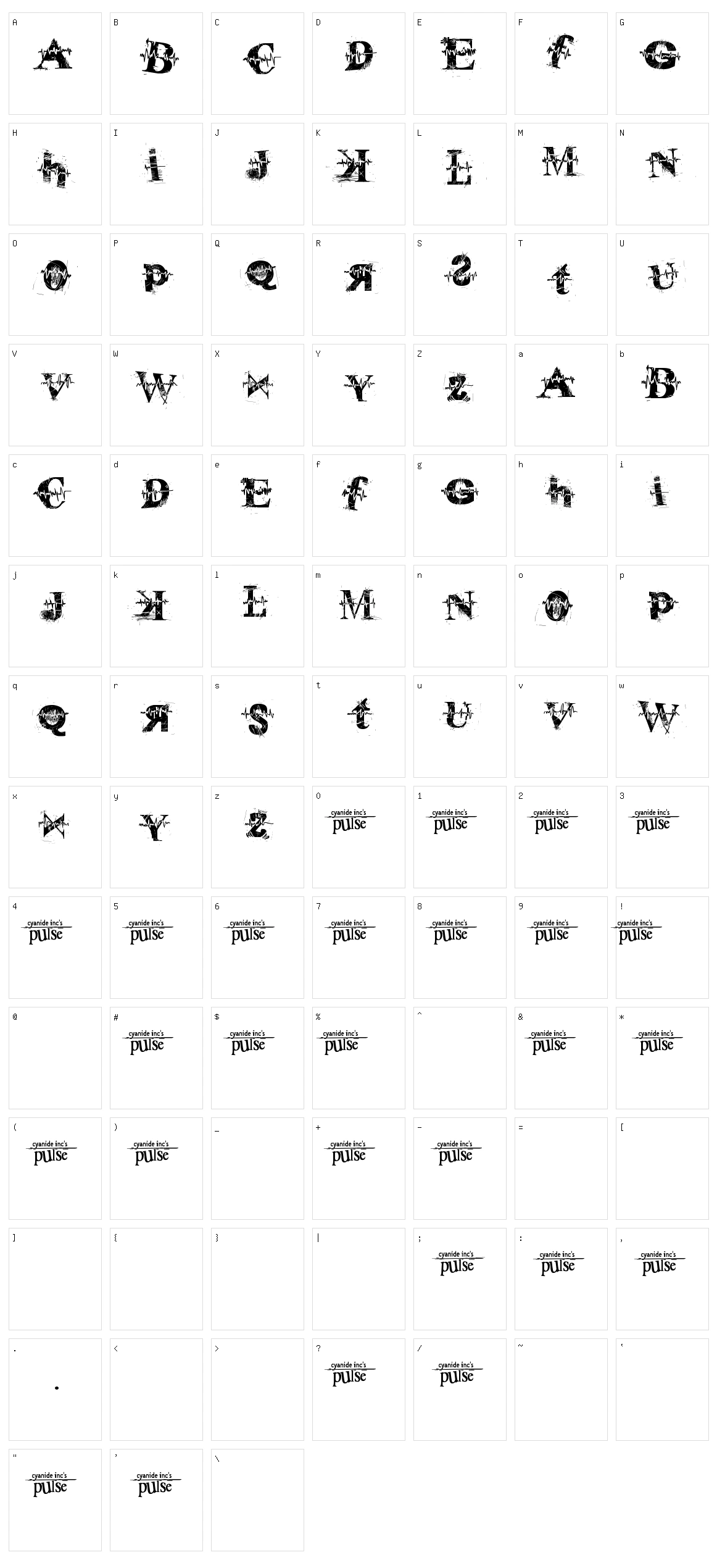 Pulse Sans Virgin Character Set