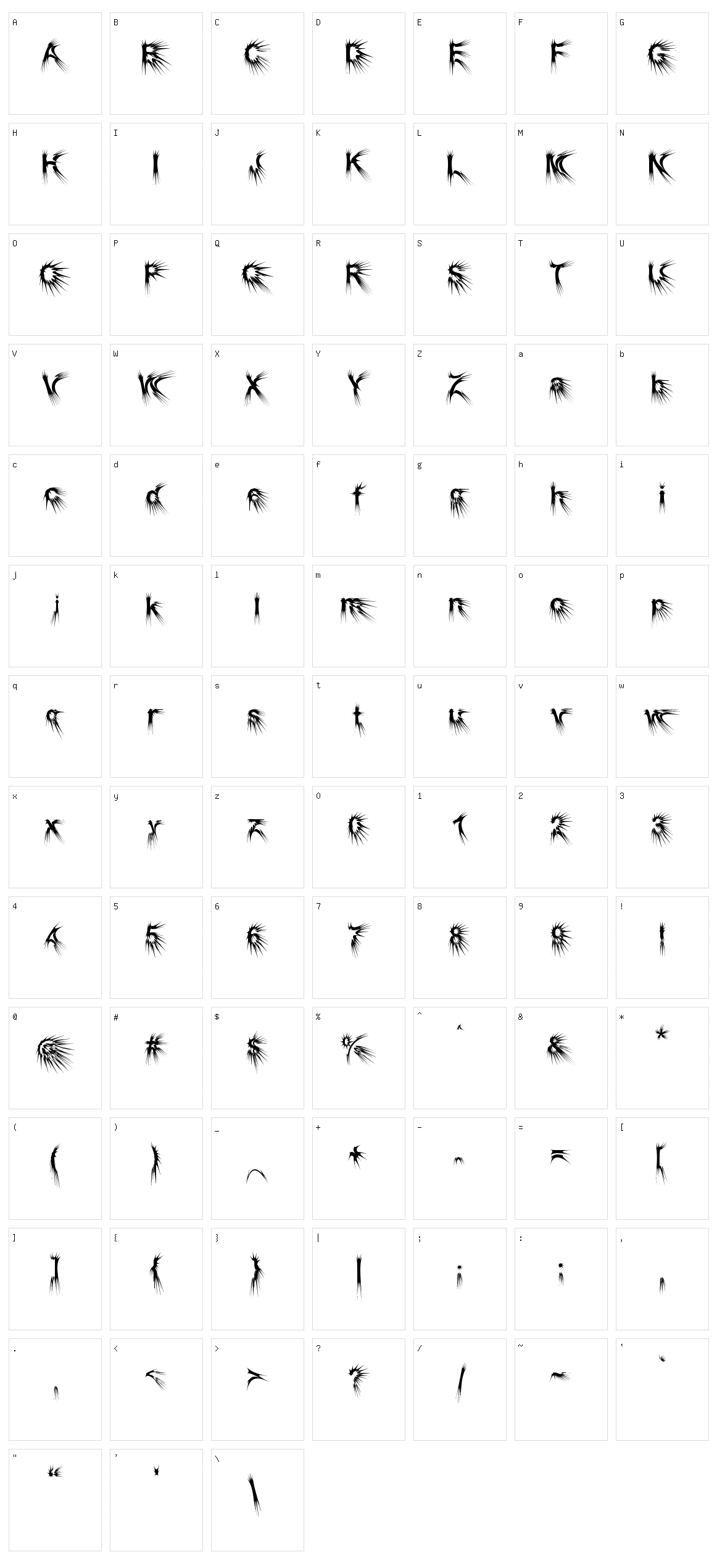 Puncher Character Set