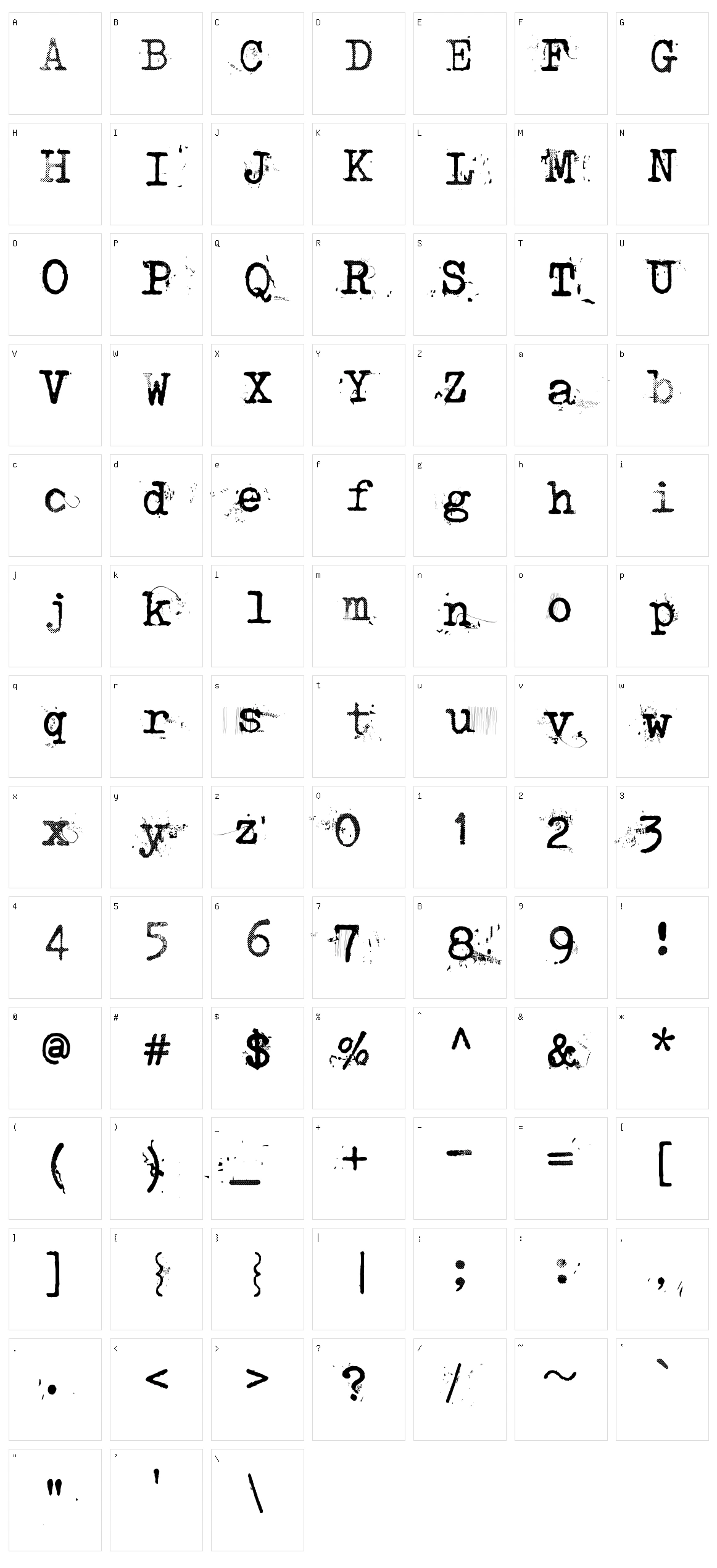 Punktype Character Set