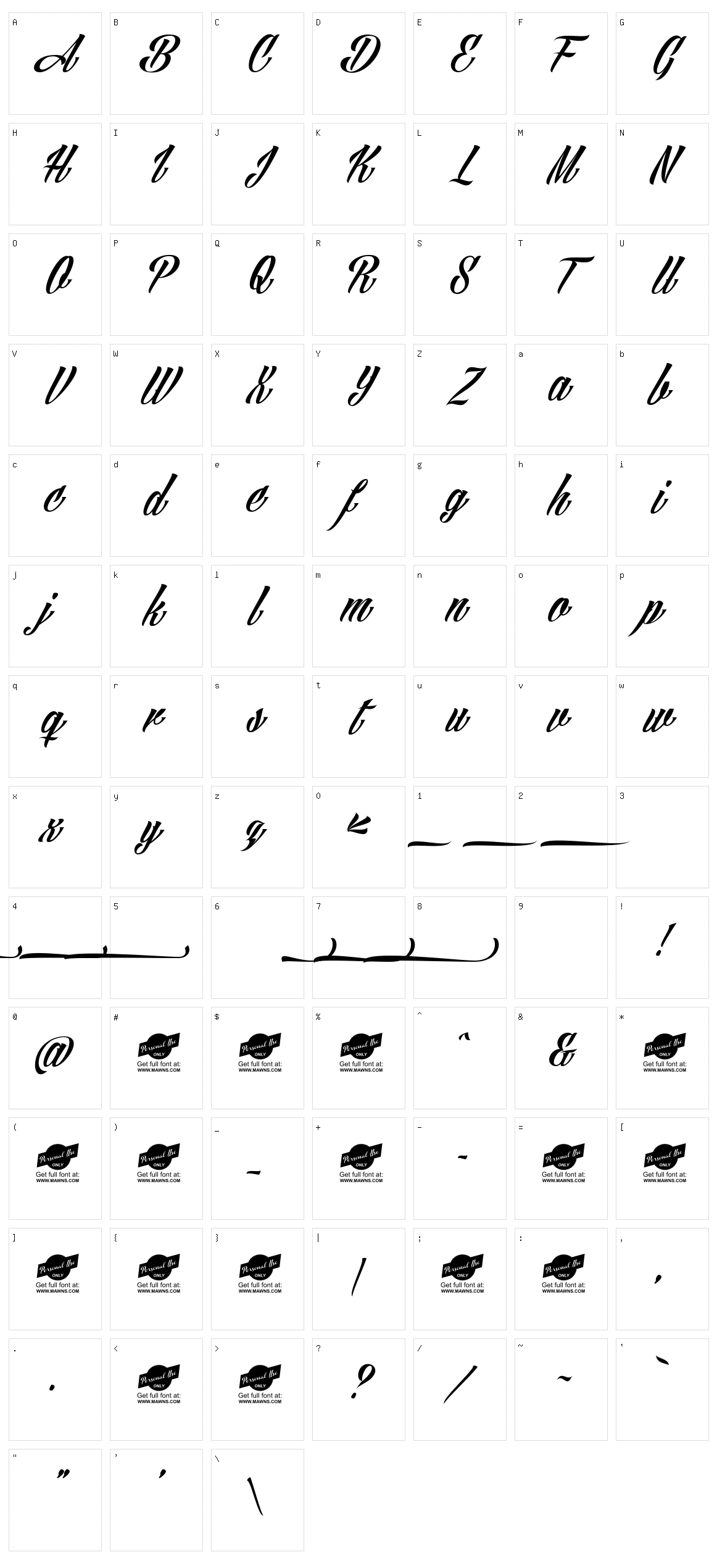 Angilla Tattoo Character Set