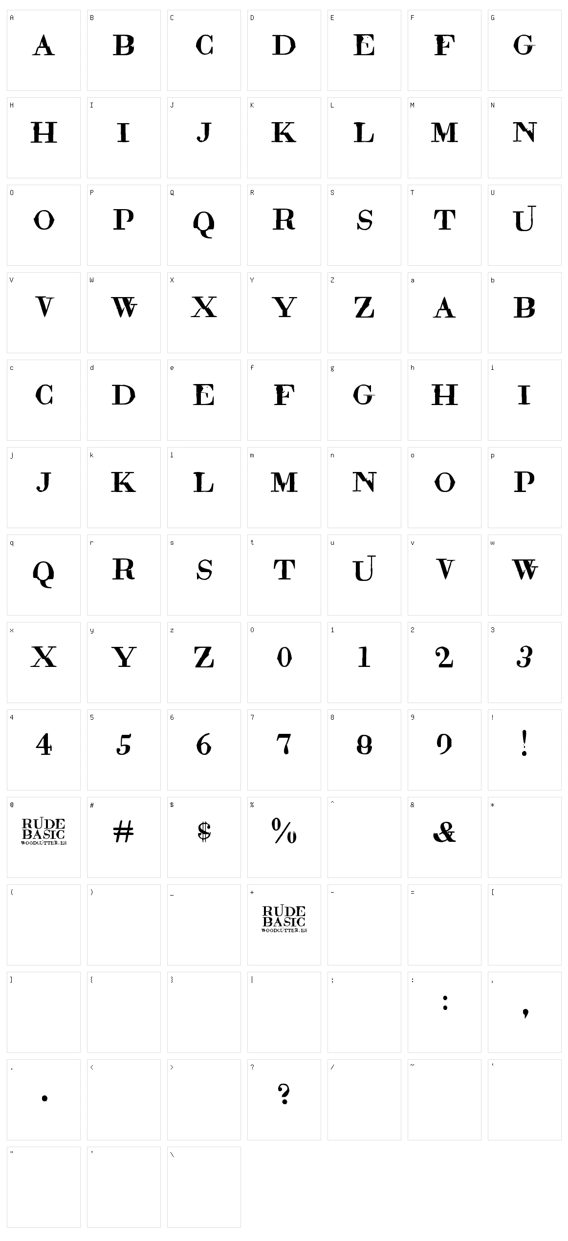 Rude Basic Character Set